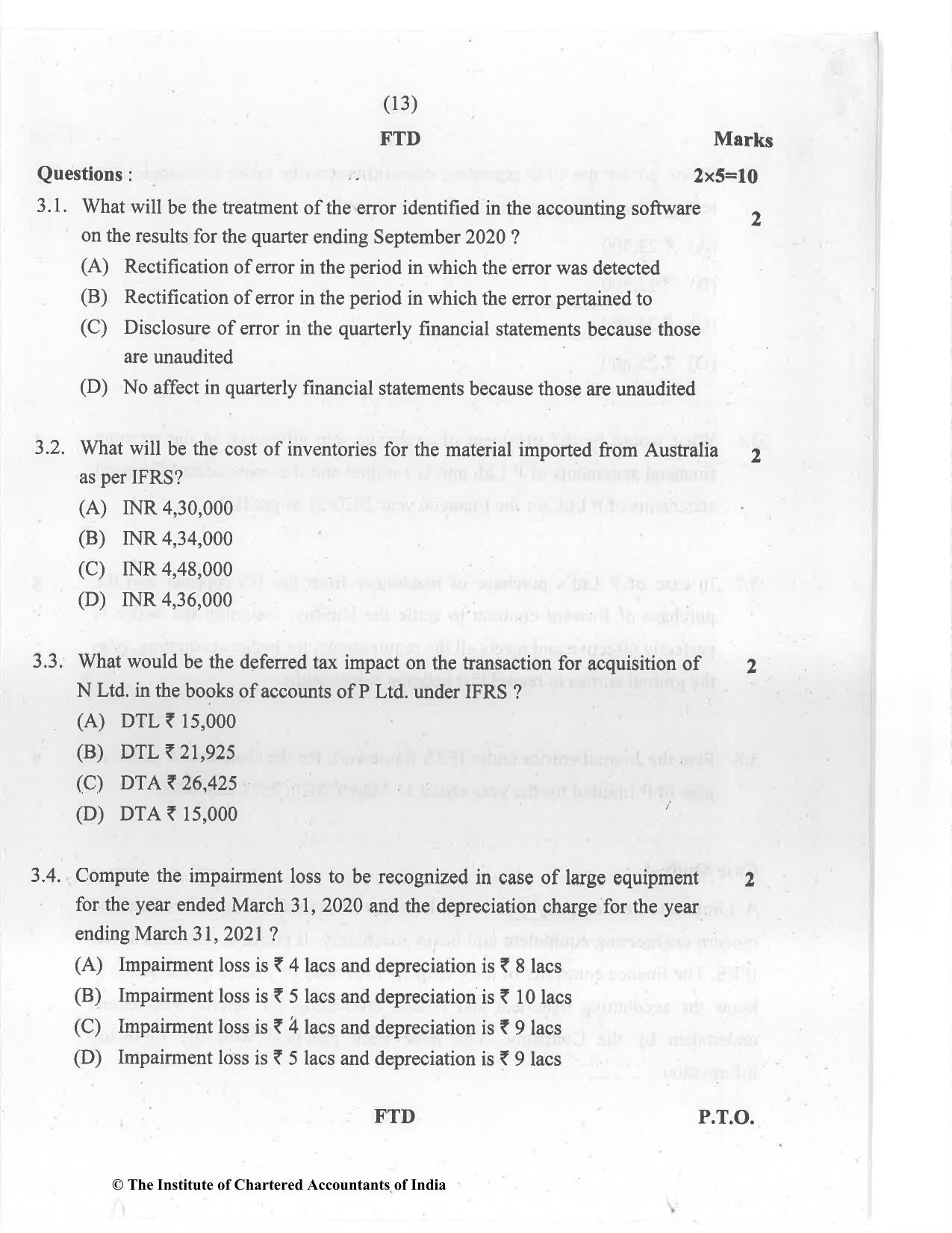 CA Final Jul 2021 Question Paper - Paper 6E – Global Financial Reporting Standards - Page 13