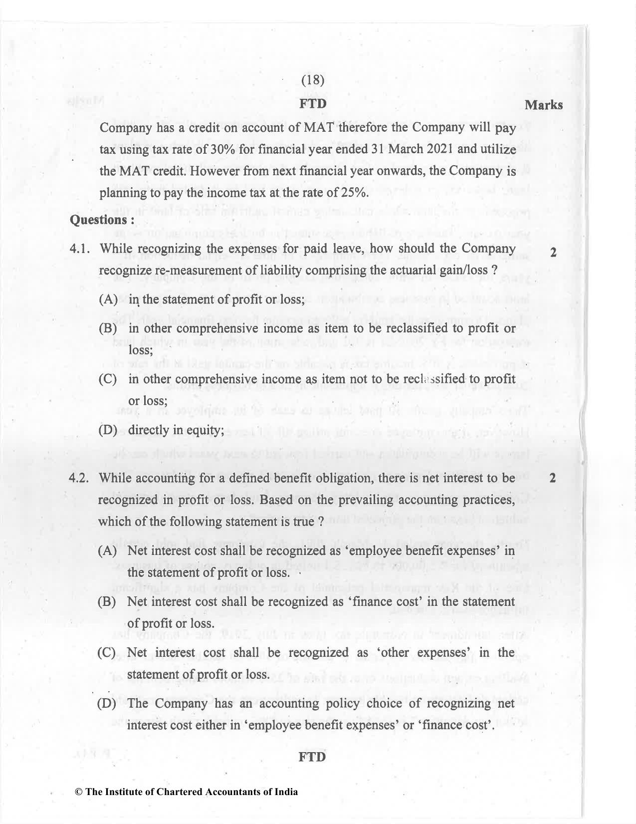 CA Final Jul 2021 Question Paper - Paper 6E – Global Financial Reporting Standards - Page 18