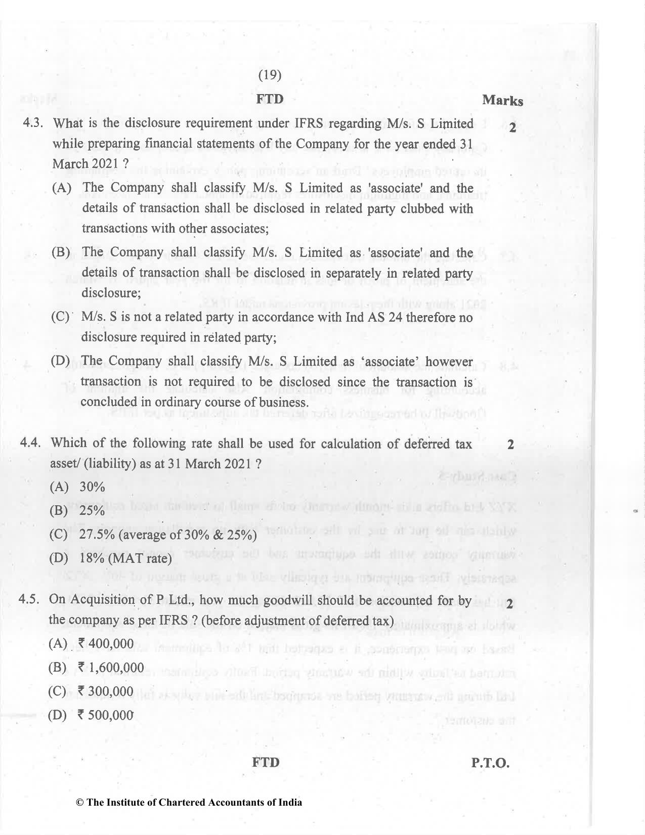 CA Final Jul 2021 Question Paper - Paper 6E – Global Financial Reporting Standards - Page 19
