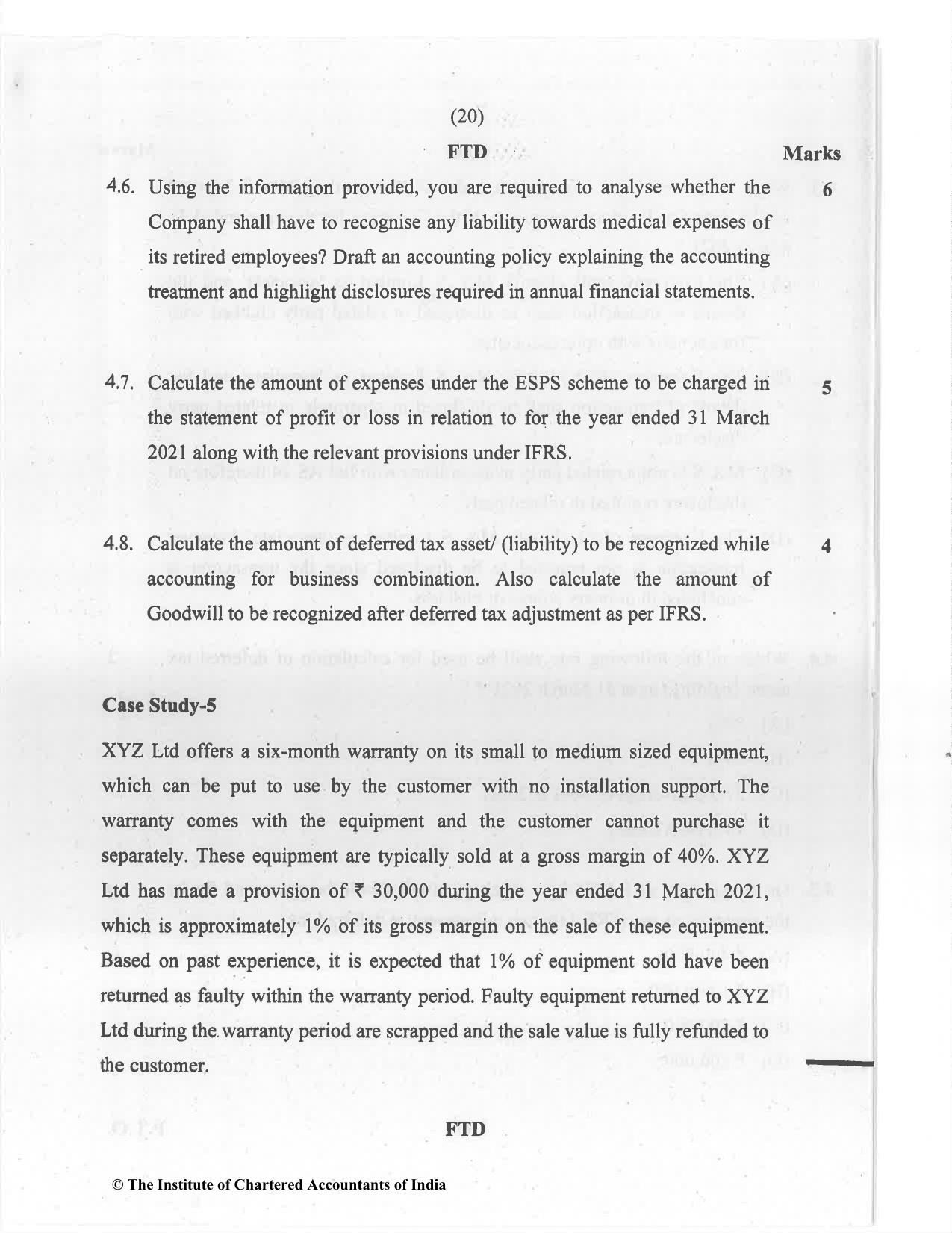 CA Final Jul 2021 Question Paper - Paper 6E – Global Financial Reporting Standards - Page 20