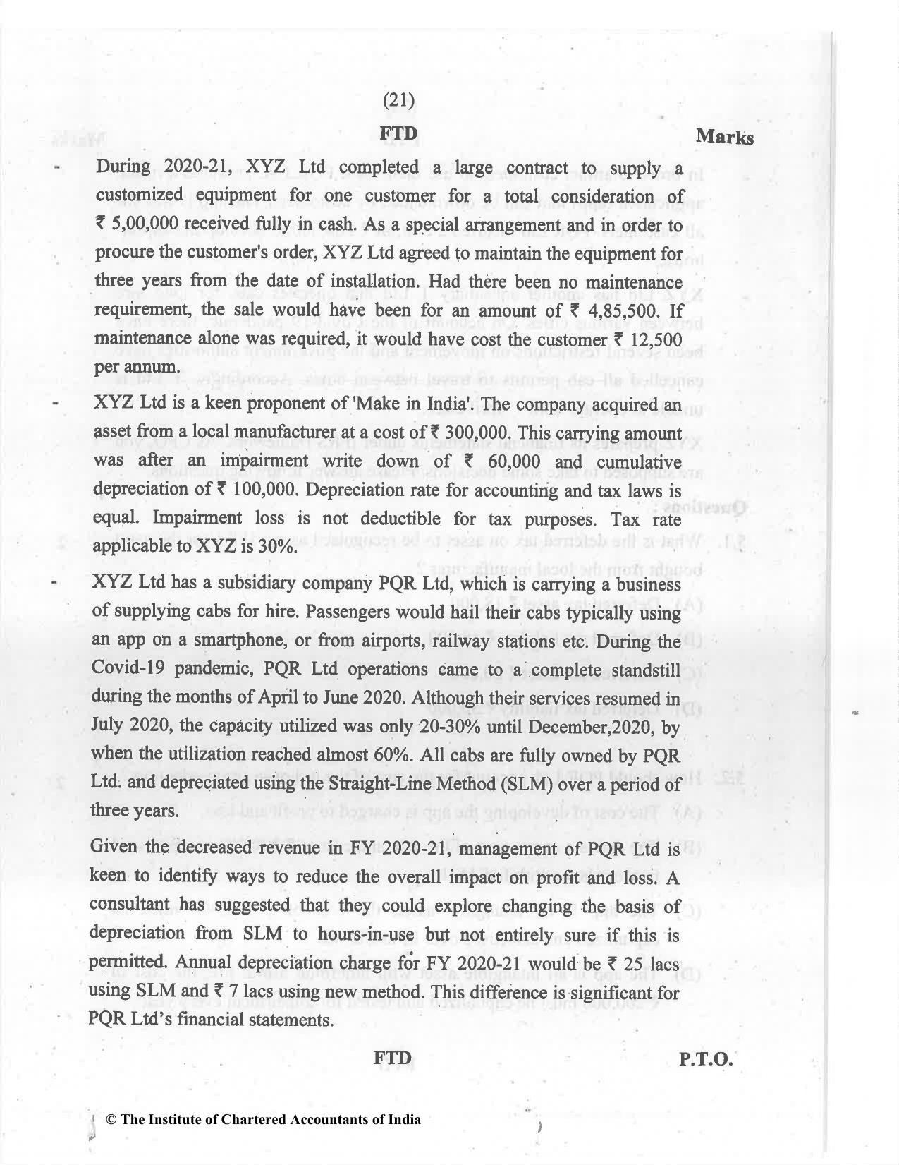 CA Final Jul 2021 Question Paper - Paper 6E – Global Financial Reporting Standards - Page 21