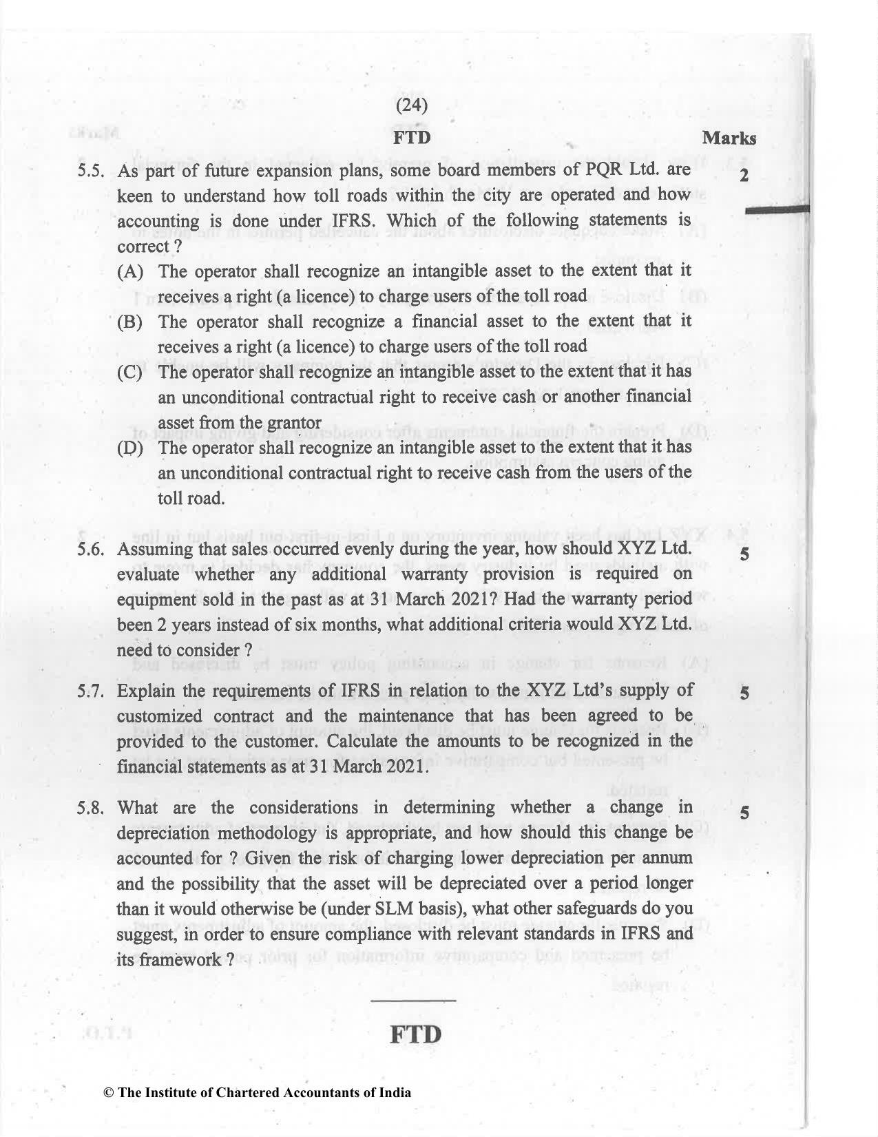 CA Final Jul 2021 Question Paper - Paper 6E – Global Financial Reporting Standards - Page 24