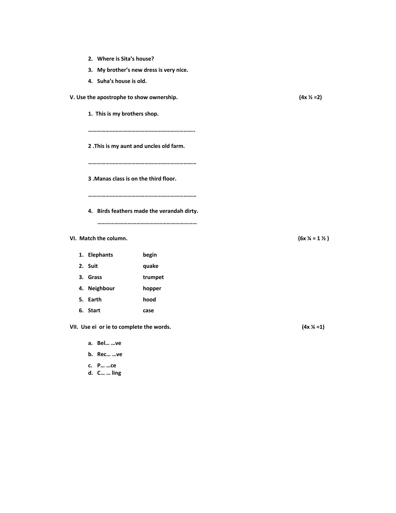 Worksheet for Class 4 English Assignment 19 - Page 5