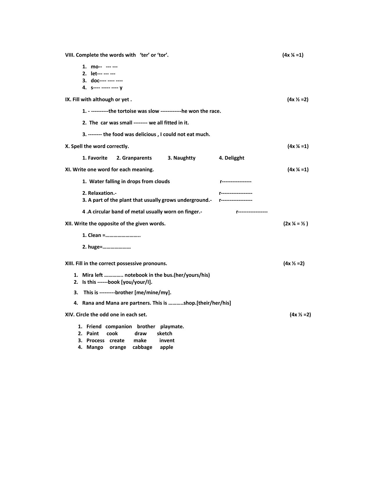 Worksheet for Class 4 English Assignment 19 - Page 6