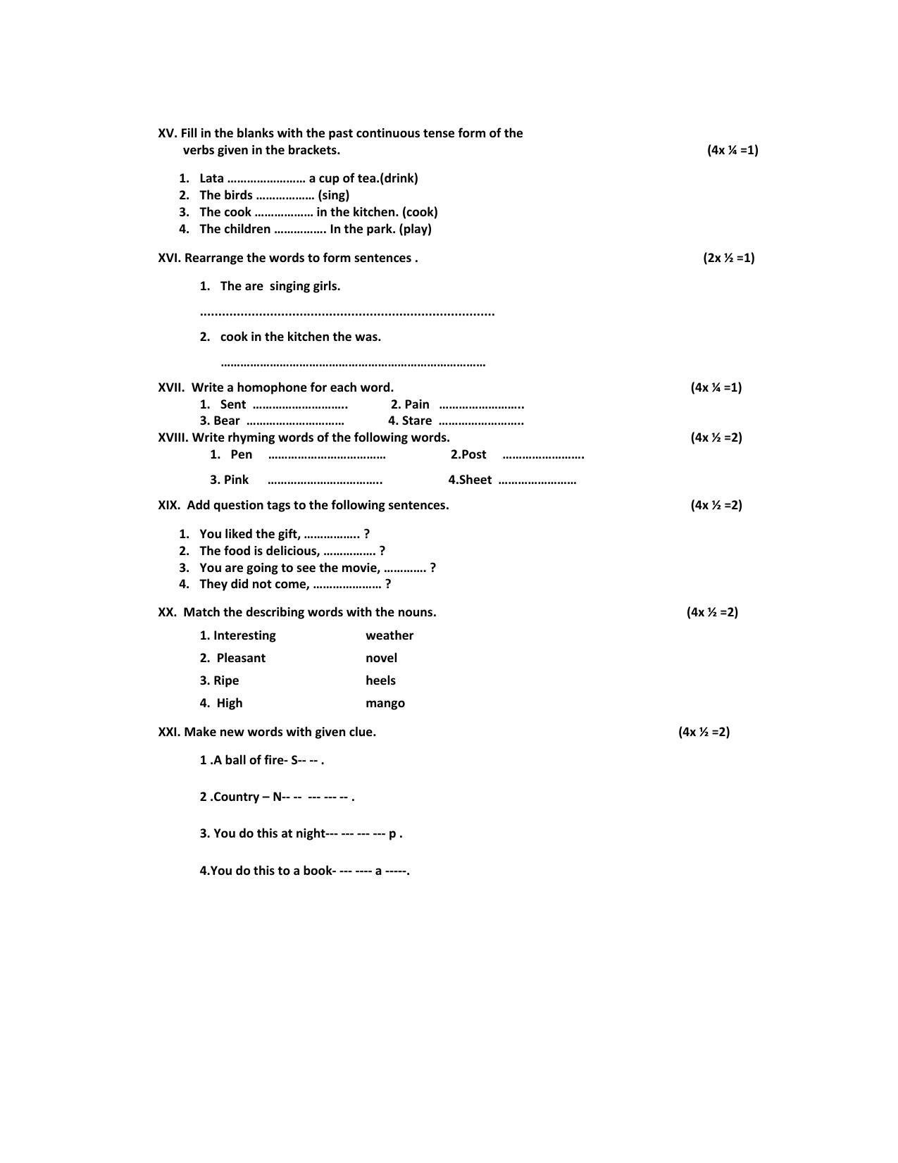 Worksheet for Class 4 English Assignment 19 - Page 7