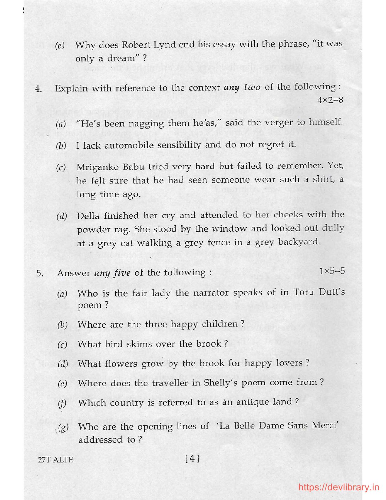 Assam HS 2nd Year Alternative English 2017 Question Paper - Page 4