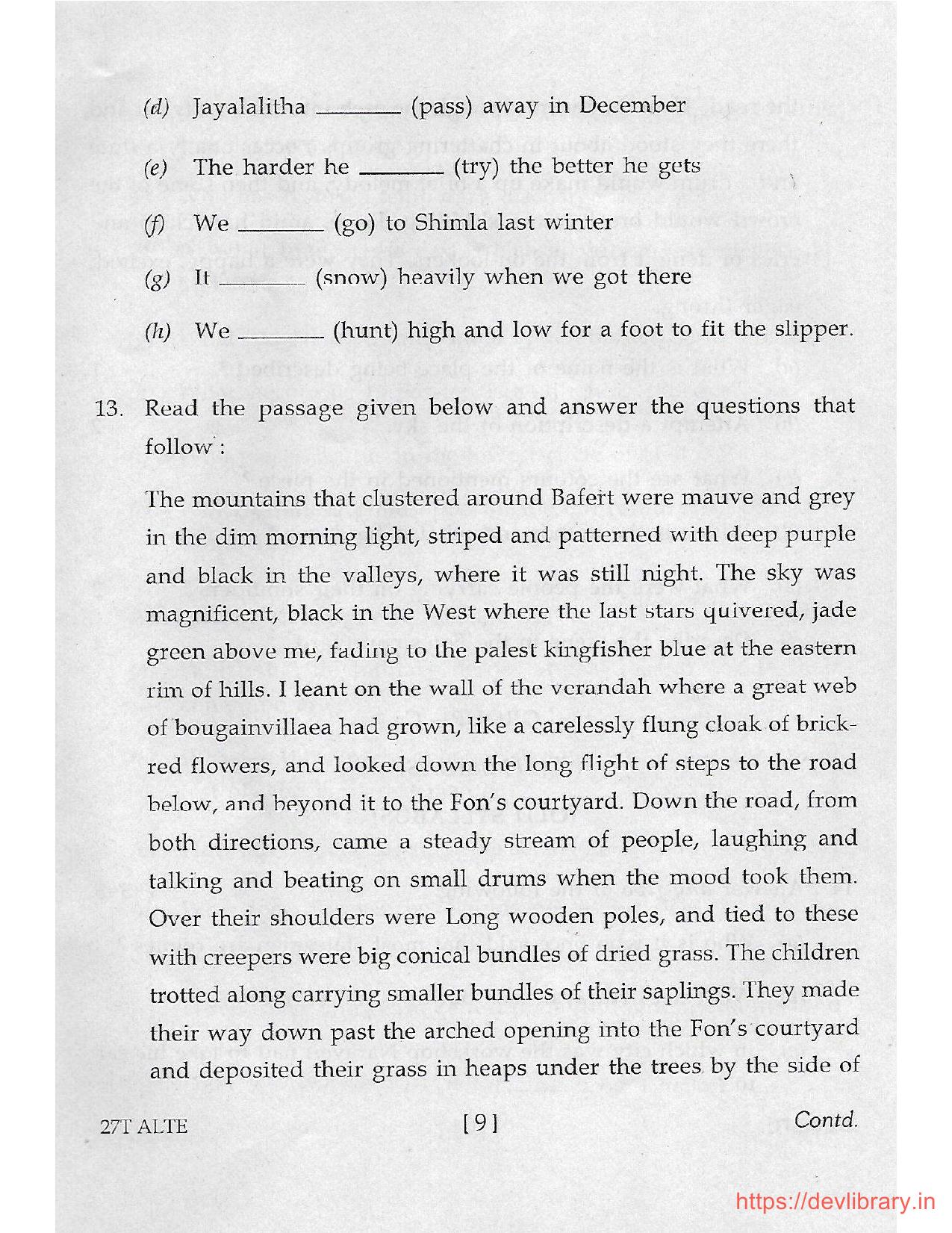 Assam HS 2nd Year Alternative English 2017 Question Paper - Page 9