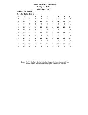PUCET UG 2022 Biology Answer Key