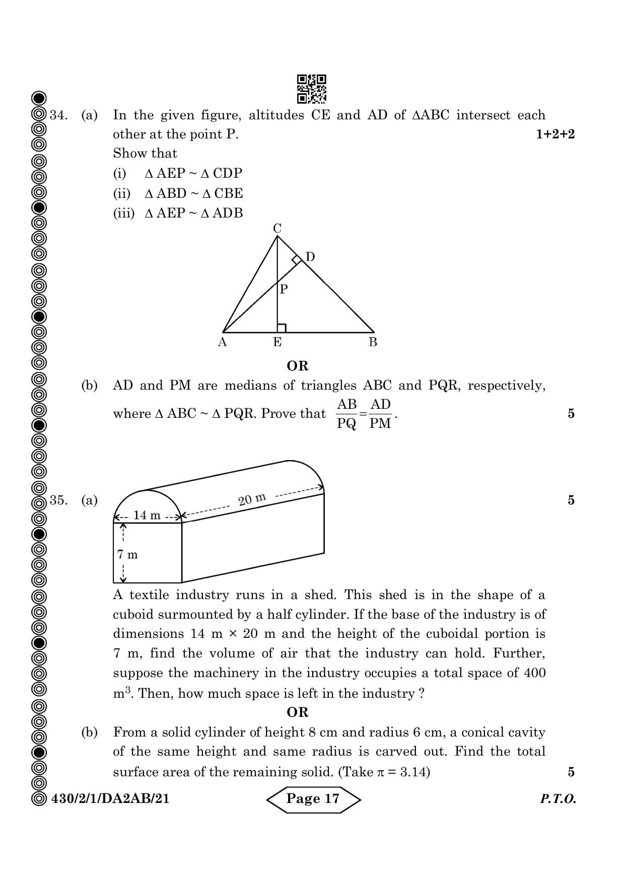 CBSE Class 10 430-2-1 Mathematics Basic 2024 Question Paper - Page 17