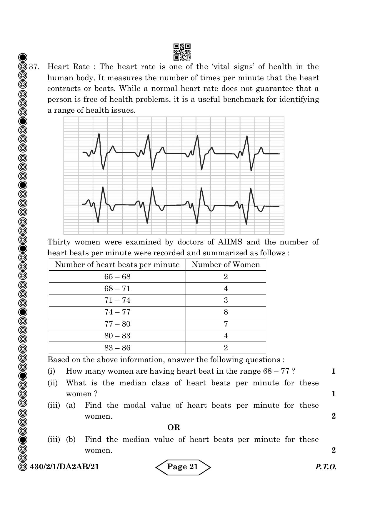 CBSE Class 10 430-2-1 Mathematics Basic 2024 Question Paper - Page 21