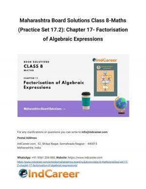 Maharashtra Board Solutions Class 8-Maths (Practice Set 17.2): Chapter 17- Factorisation of Algebraic Expressions