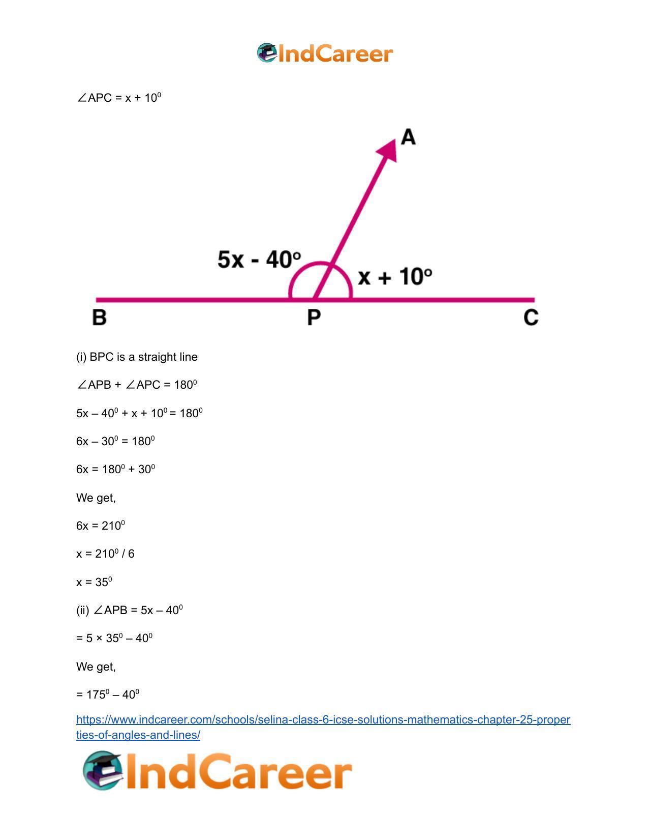 Selina Class 6 ICSE Solutions Mathematics : Chapter 25- Properties of Angles and Lines - Page 10