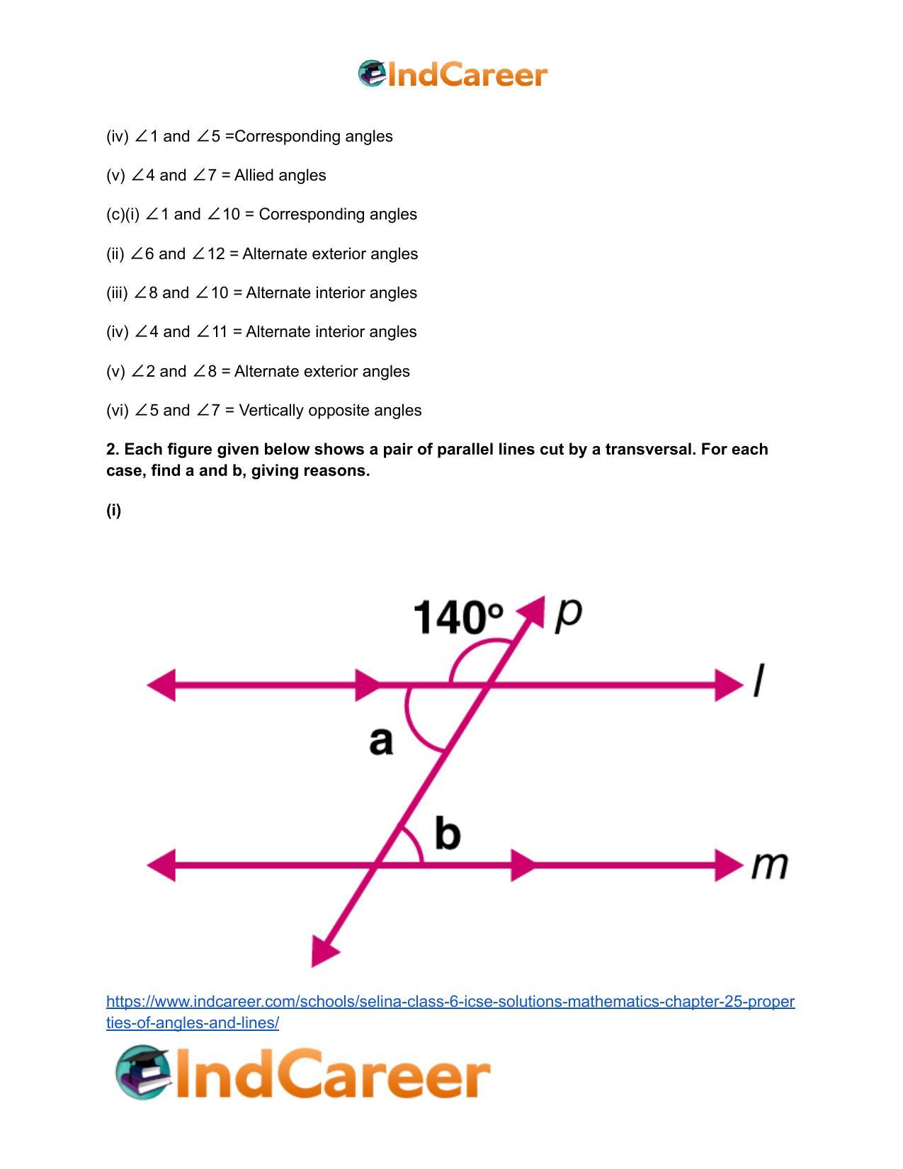 Selina Class 6 ICSE Solutions Mathematics : Chapter 25- Properties of Angles and Lines - Page 14