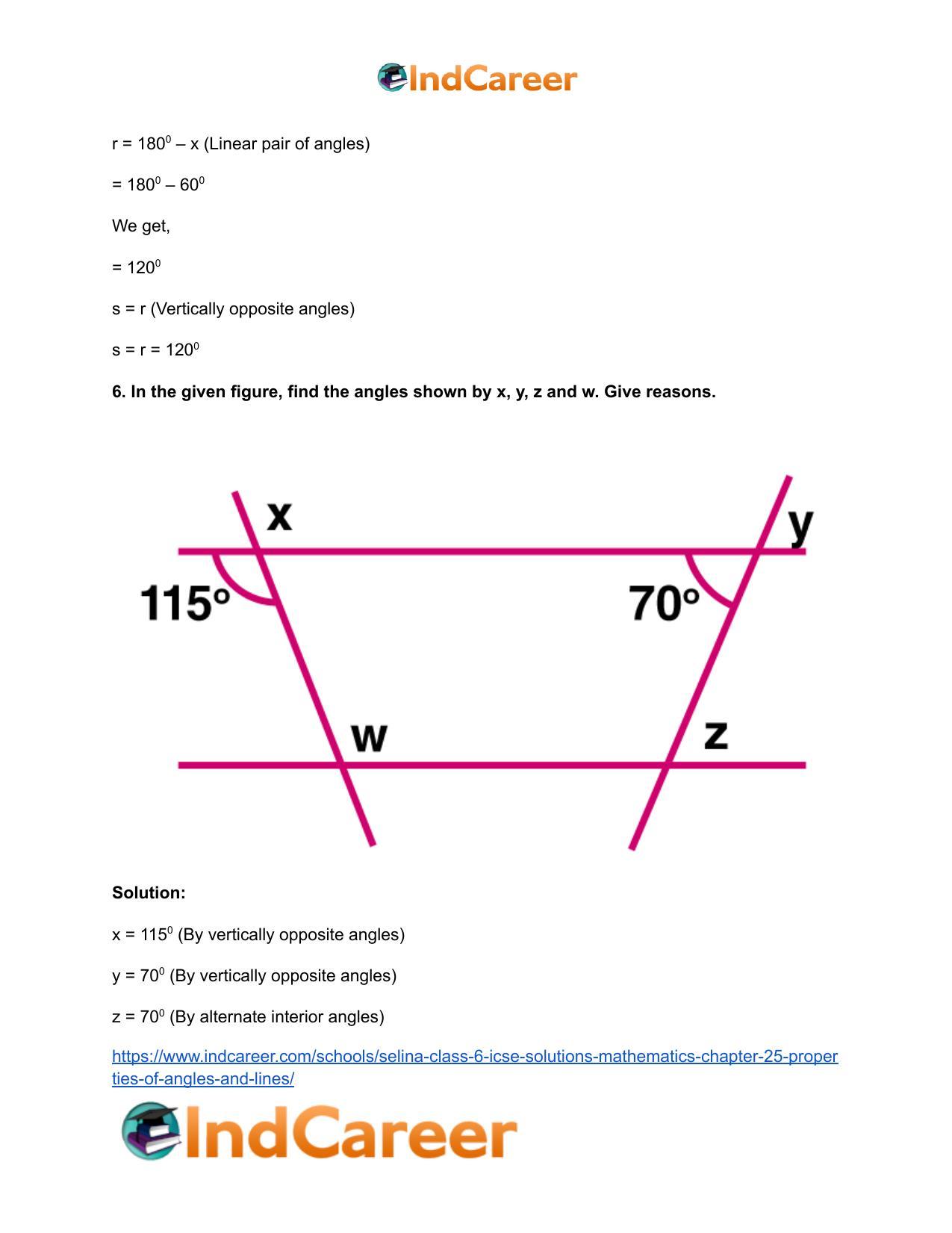Selina Class 6 ICSE Solutions Mathematics : Chapter 25- Properties of Angles and Lines - Page 25