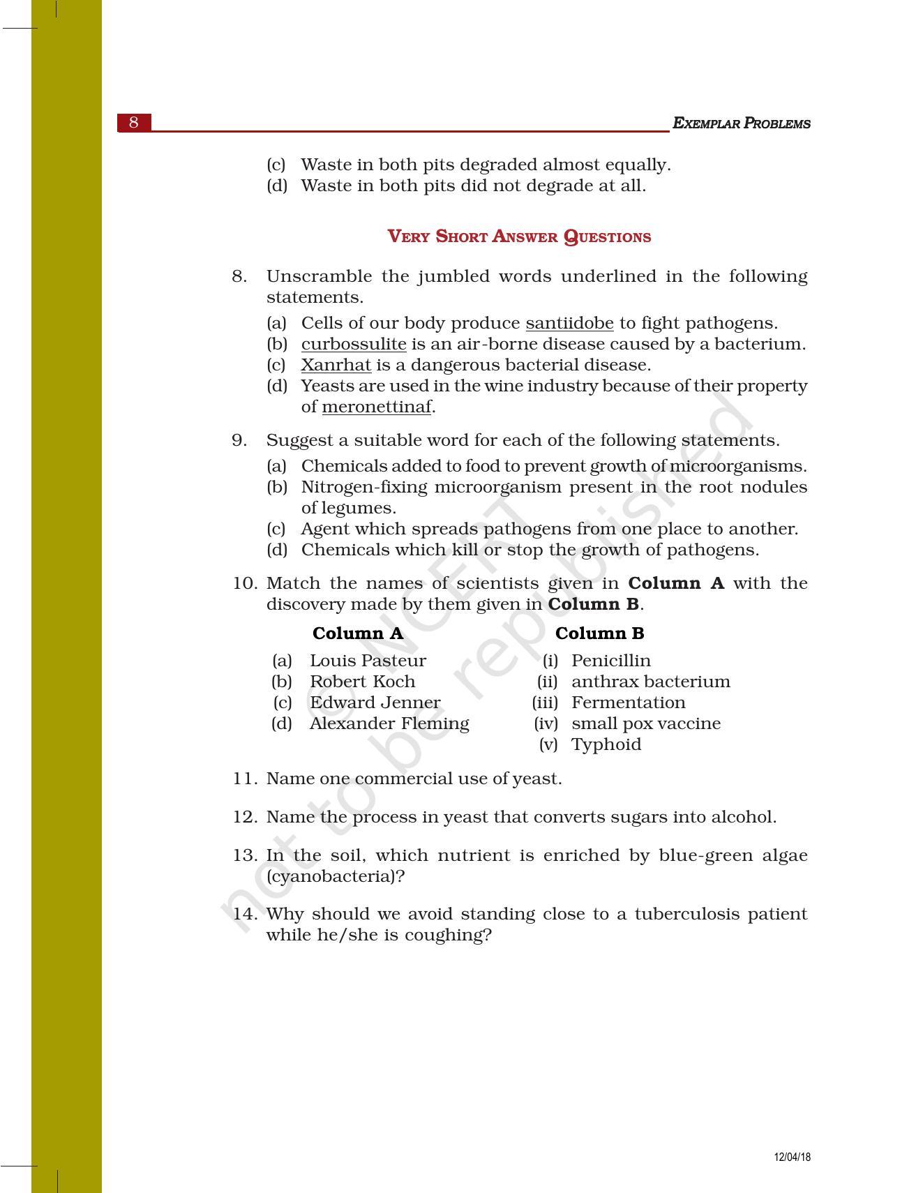NCERT Exemplar Book for Class 8 Science: Chapter 2- Microorganisms : Friend and Foe - Page 2