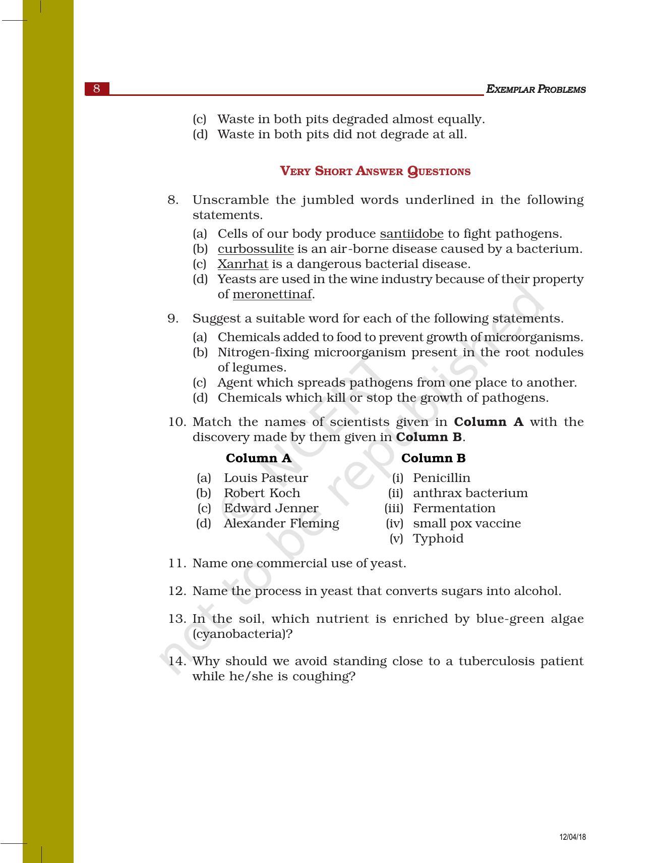 NCERT Exemplar Book for Class 8 Science: Chapter 2- Microorganisms : Friend and Foe - Page 2