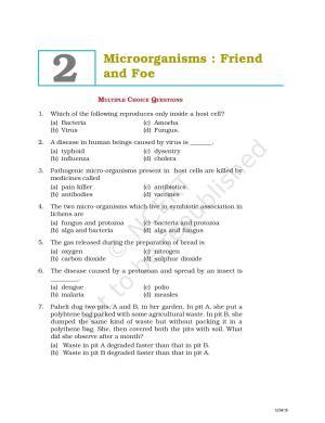 NCERT Exemplar Book for Class 8 Science: Chapter 2- Microorganisms : Friend and Foe