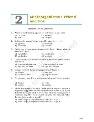 NCERT Exemplar Book for Class 8 Science: Chapter 2- Microorganisms : Friend and Foe