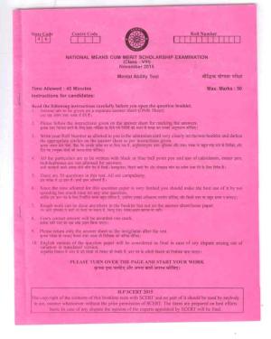 Himachal Pradesh NMMS MAT 2015 Question Paper