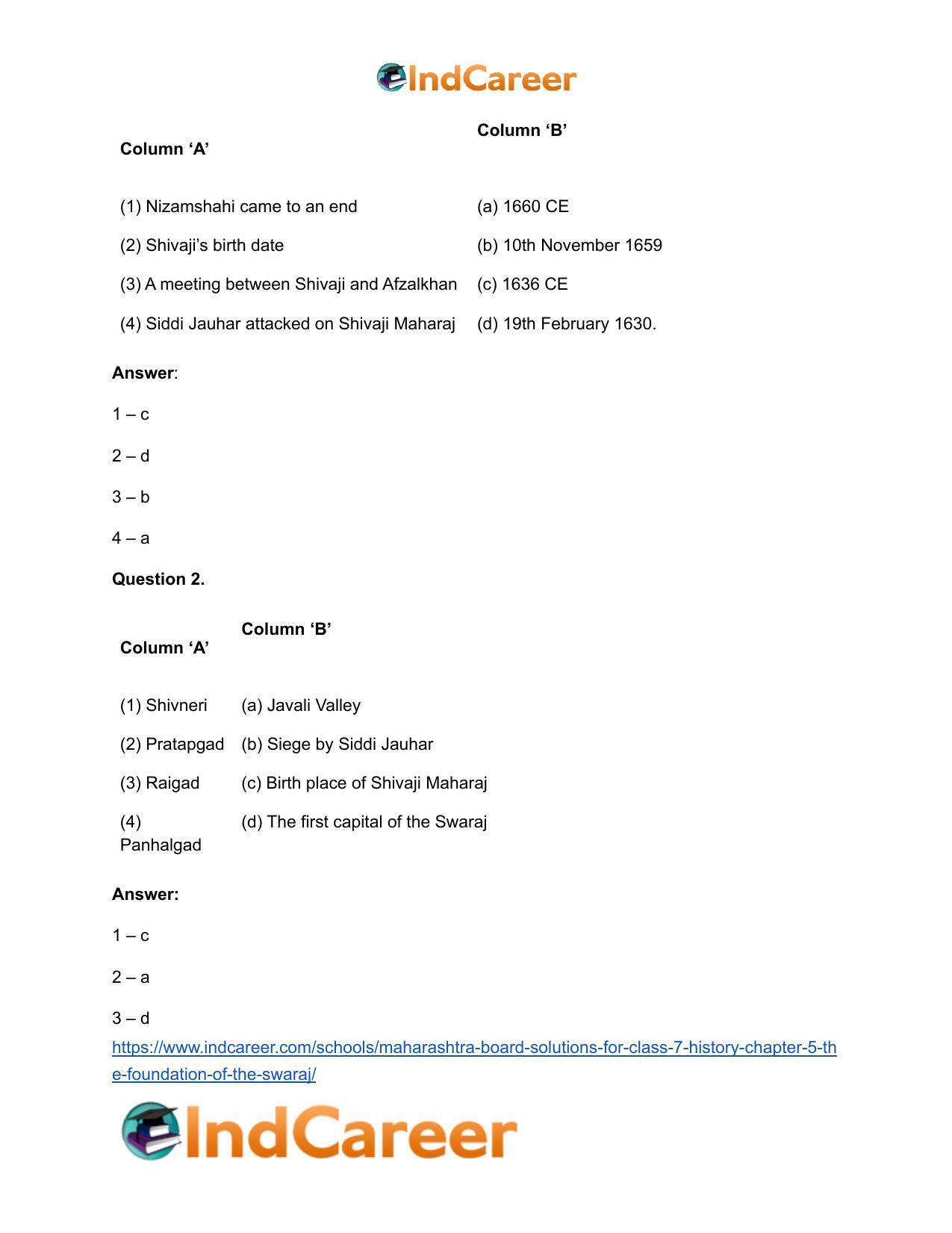 Maharashtra Board Solutions for Class 7- History: Chapter 5- The Foundation of the Swaraj - Page 8