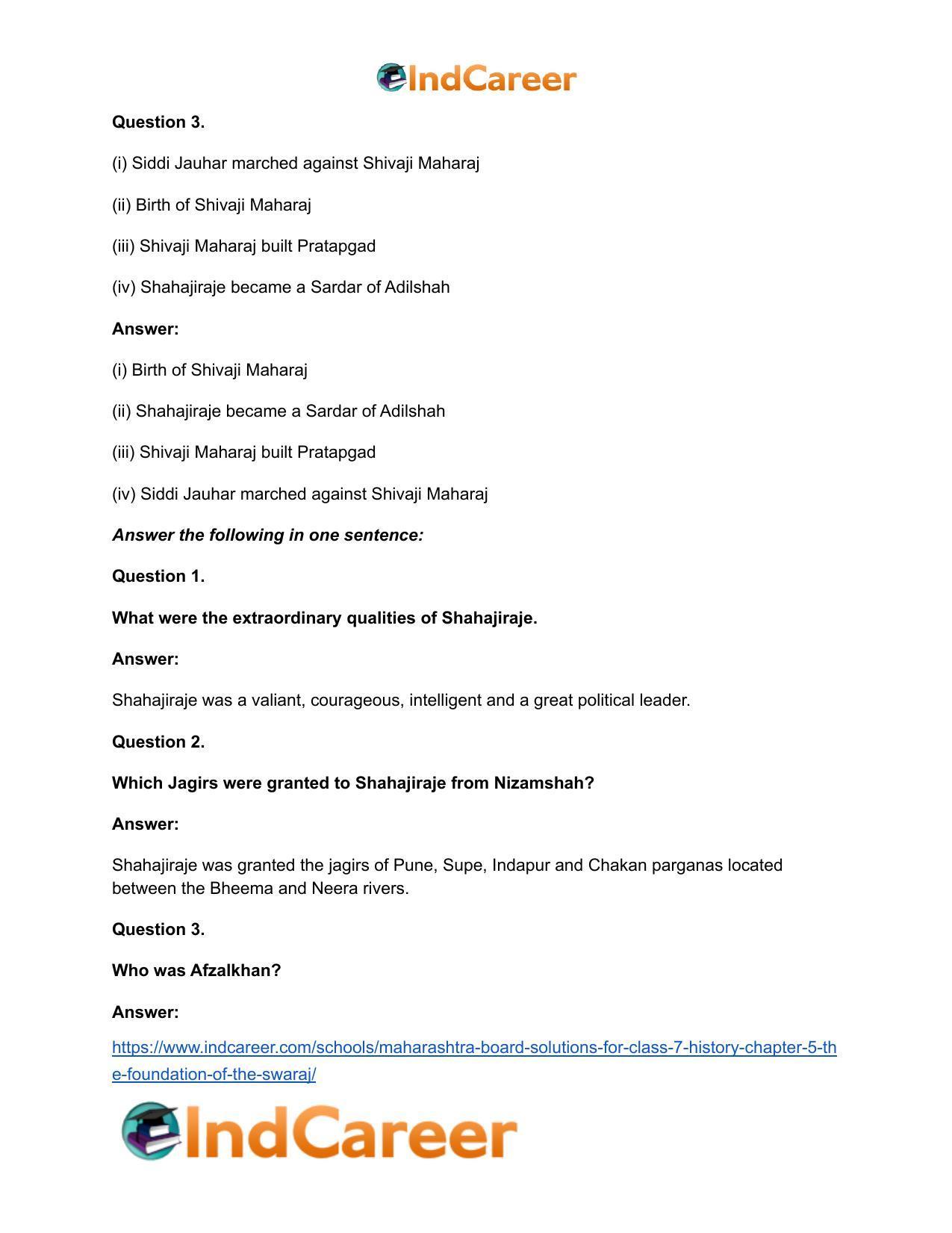Maharashtra Board Solutions for Class 7- History: Chapter 5- The Foundation of the Swaraj - Page 10