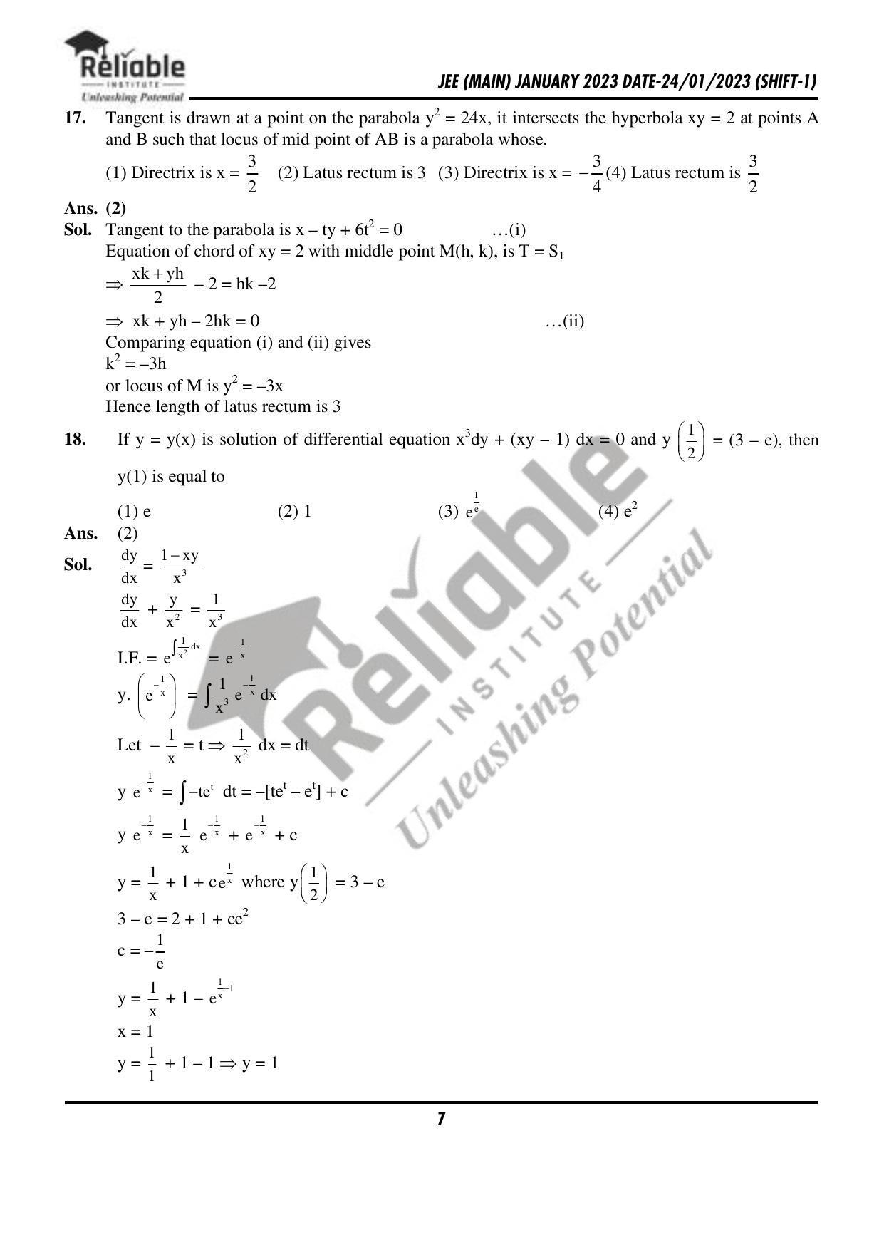 JEE Main 2023 January 24 Shift 1 Maths Paper - Page 8