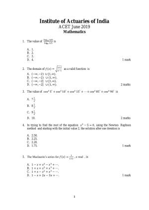 ACET June 2019 Question Papers
