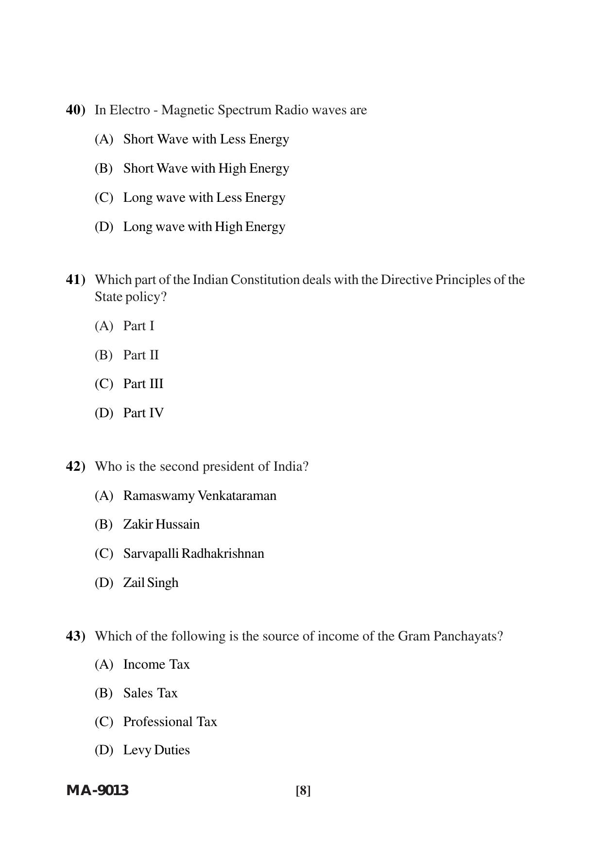 Mysore University PG Entrance Exam 2022: M.Sc. Geographical Information System Question Paper - Page 8
