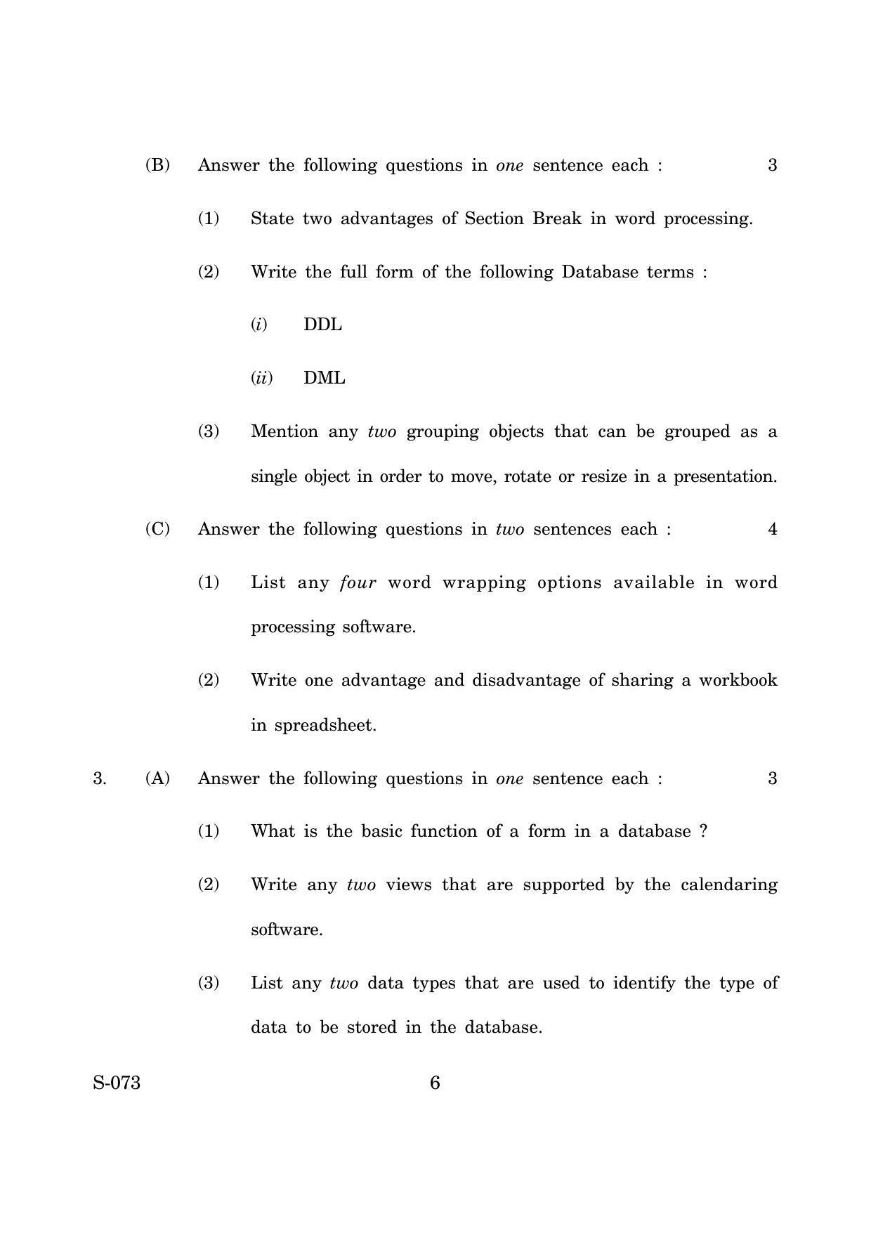 Goa Board Class 10 Itites (June 2019) Question Paper - Page 6