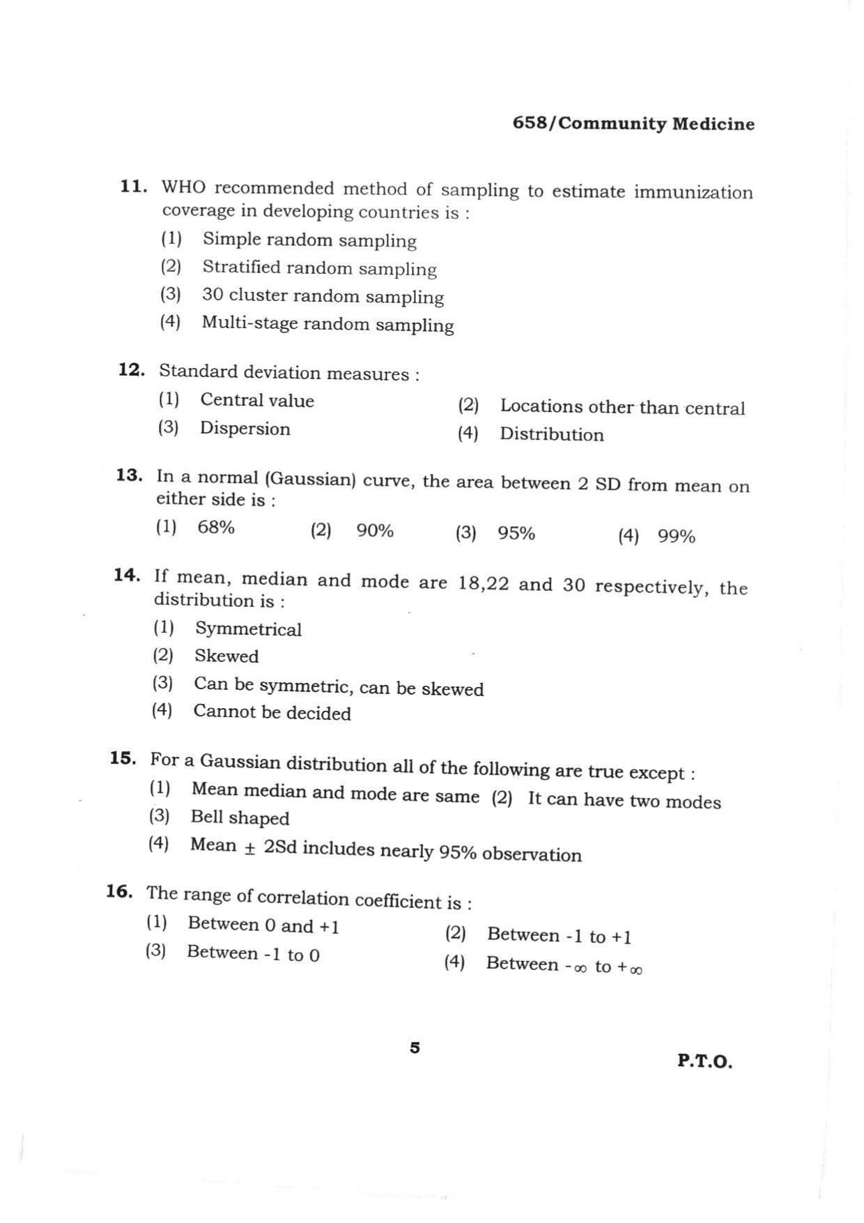 BHU RET COMMUNITY MEDICINE 2015 Question Paper - Page 5