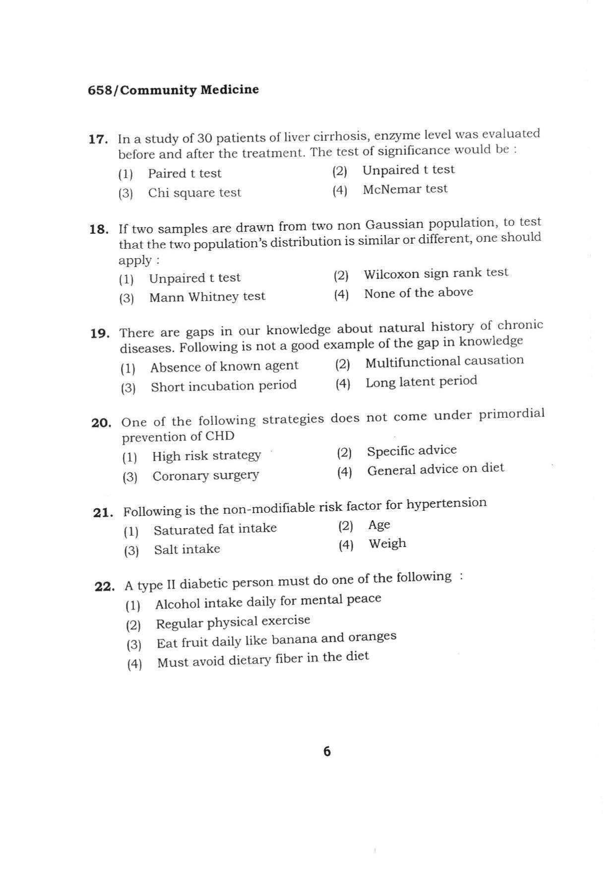 BHU RET COMMUNITY MEDICINE 2015 Question Paper - Page 6