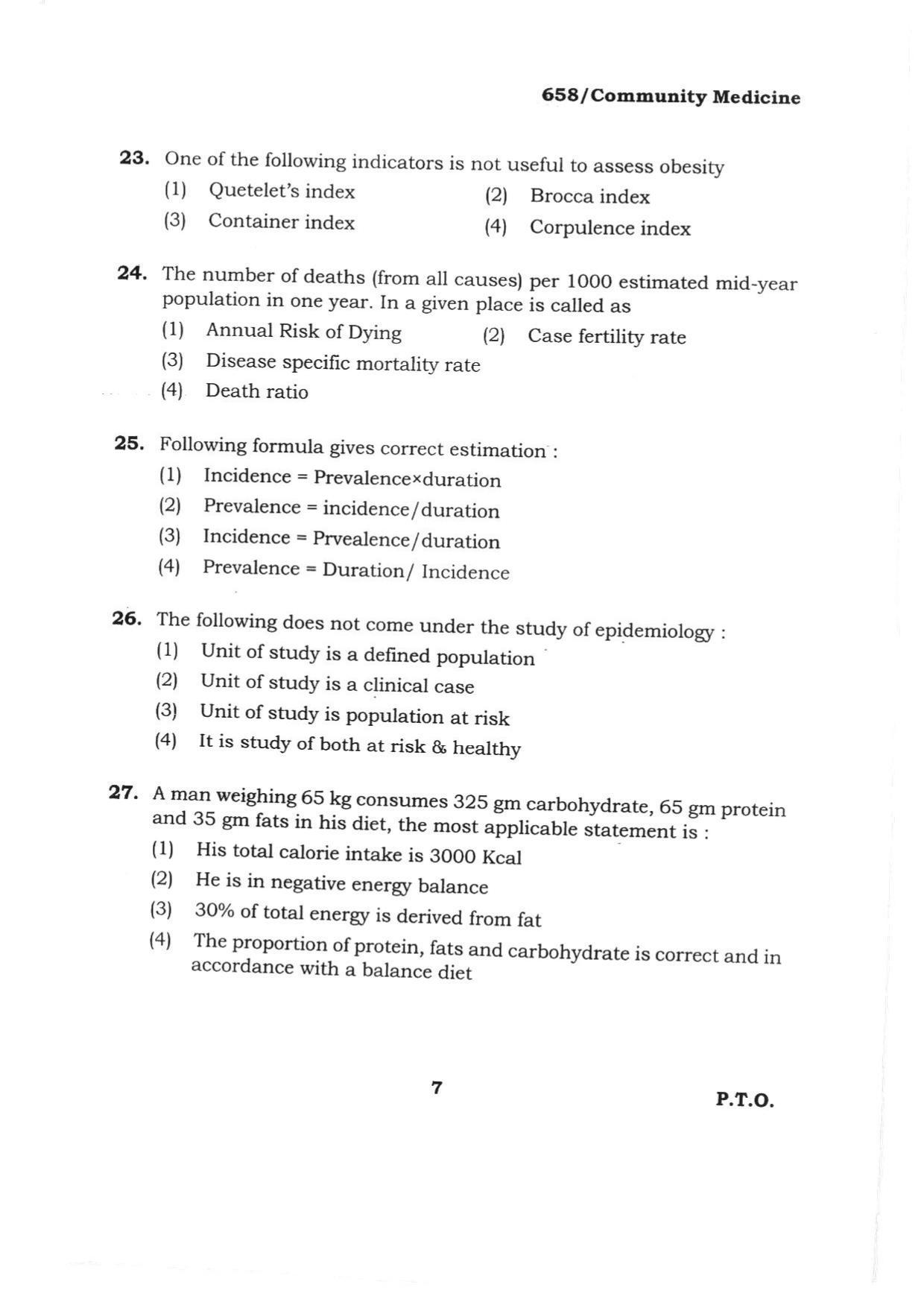 BHU RET COMMUNITY MEDICINE 2015 Question Paper - Page 7