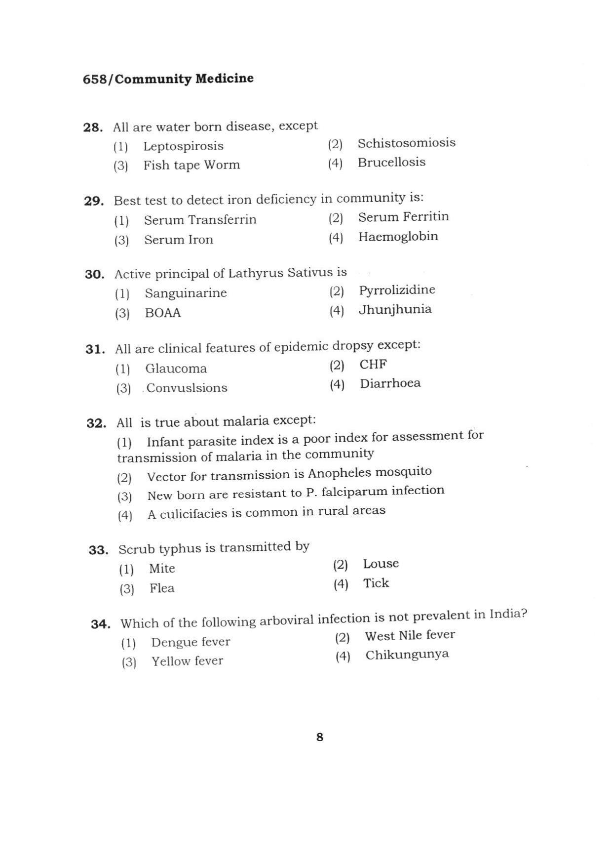 BHU RET COMMUNITY MEDICINE 2015 Question Paper - Page 8