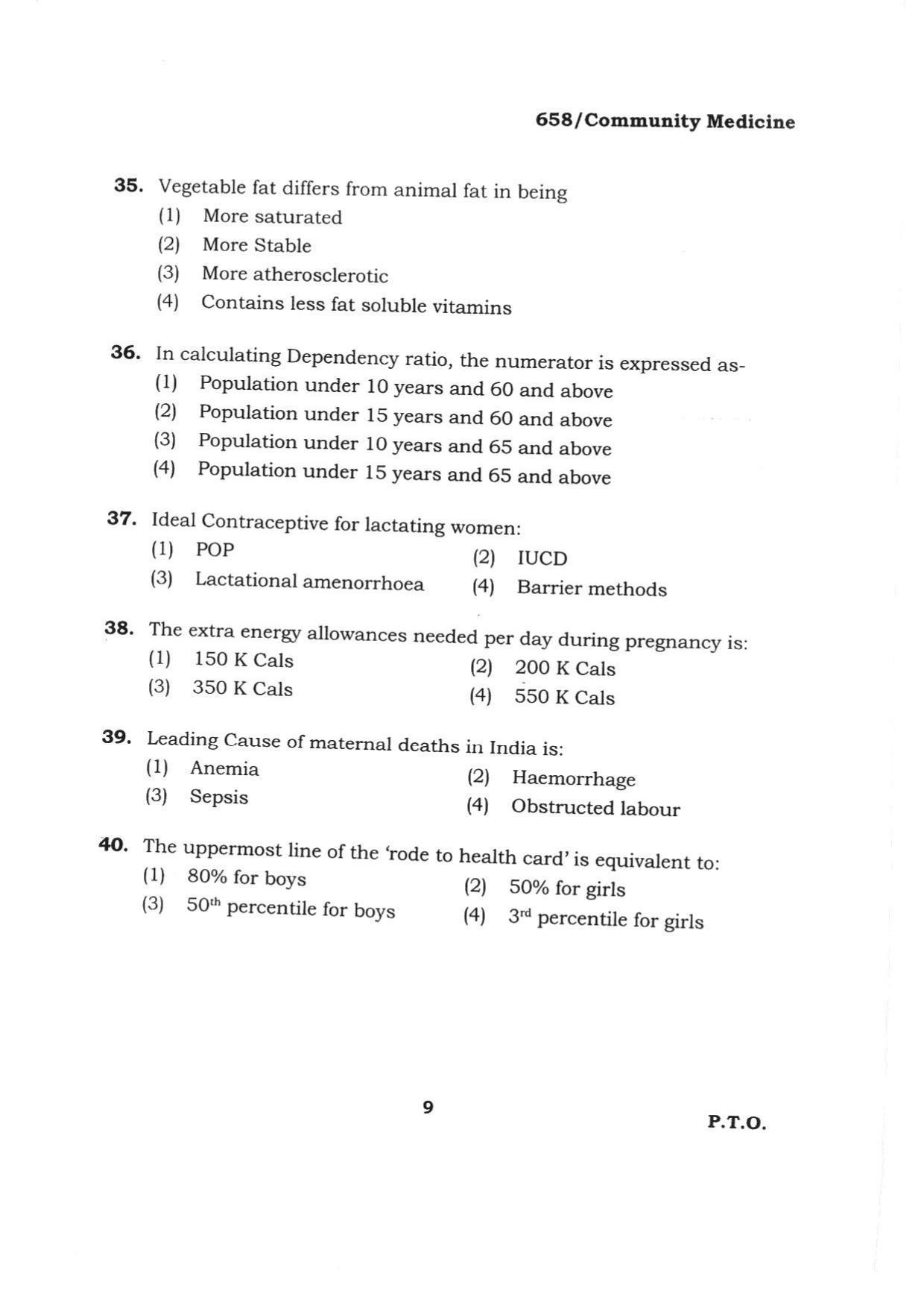 BHU RET COMMUNITY MEDICINE 2015 Question Paper - Page 9