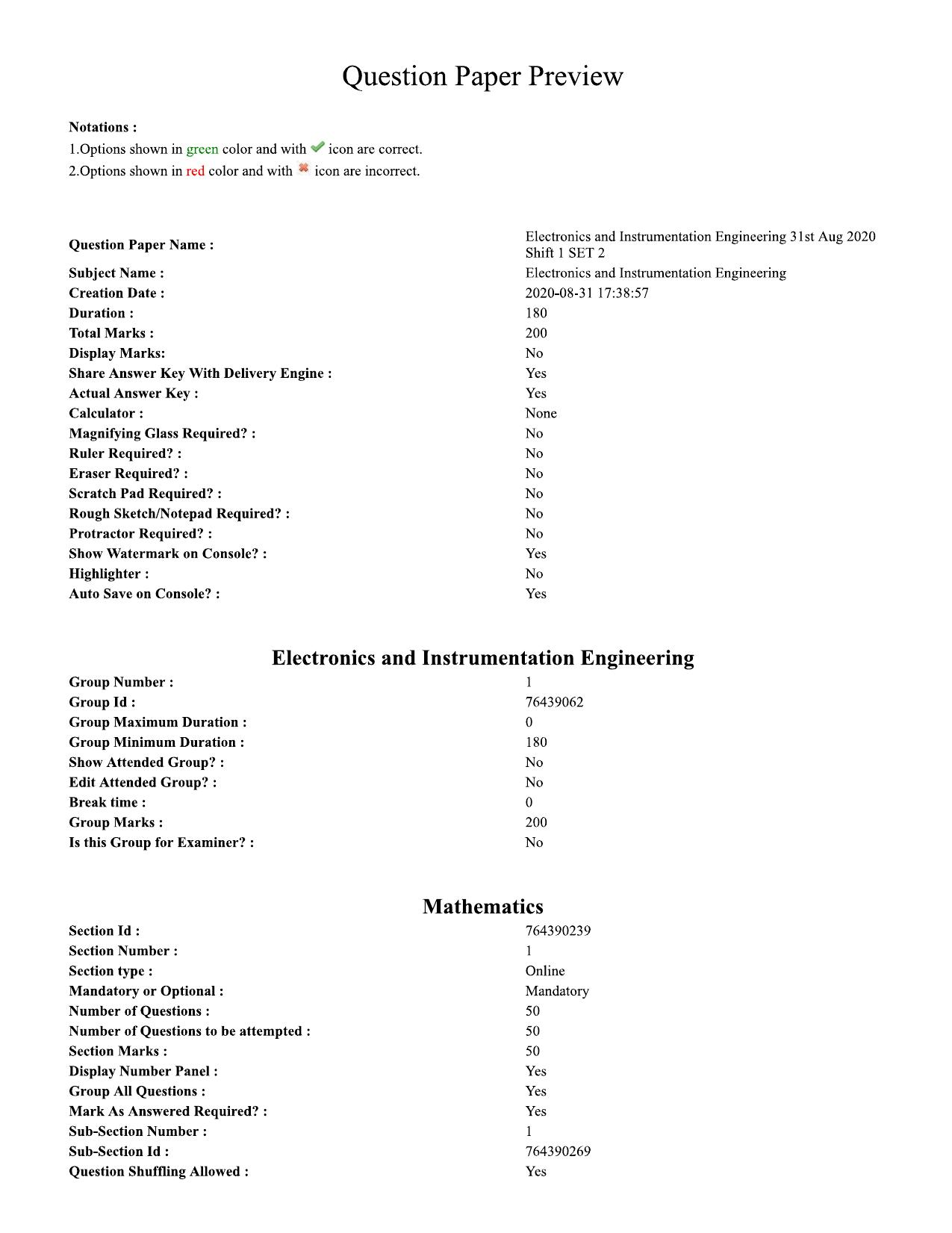 TS ECET 2020 Electronics and Instrumentation Engineering's Question Paper - Page 1