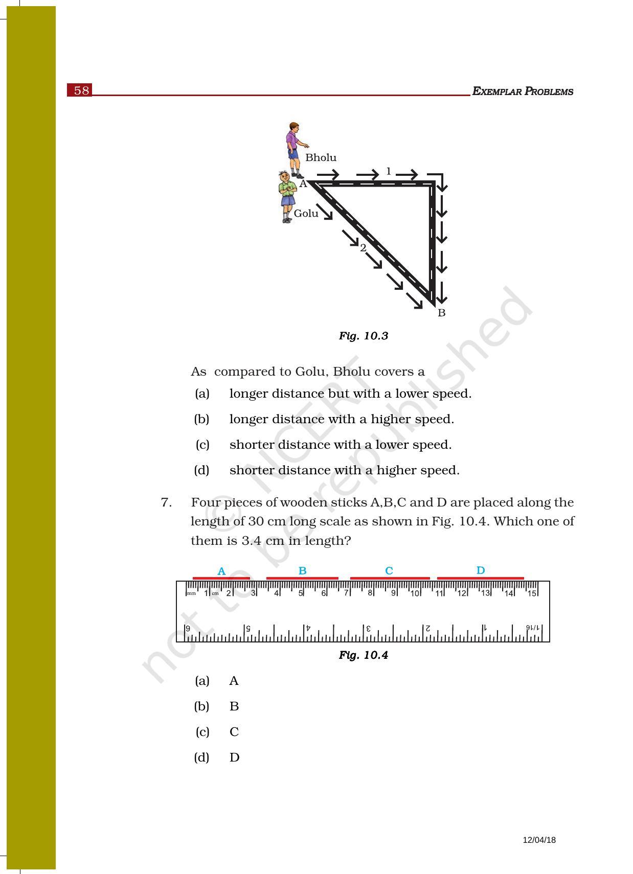 NCERT Exemplar Book for Class 6 Science: Chapter 10- Motion and Measurement of Distances - Page 3