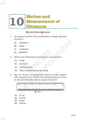 NCERT Exemplar Book for Class 6 Science: Chapter 10- Motion and Measurement of Distances
