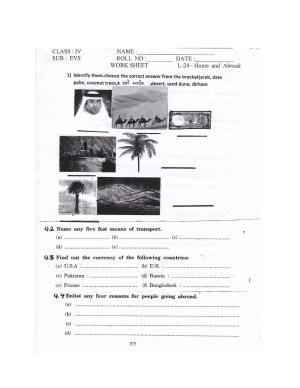 Worksheet for Class 4 Environmental Studies Home and Abroad Assignment I