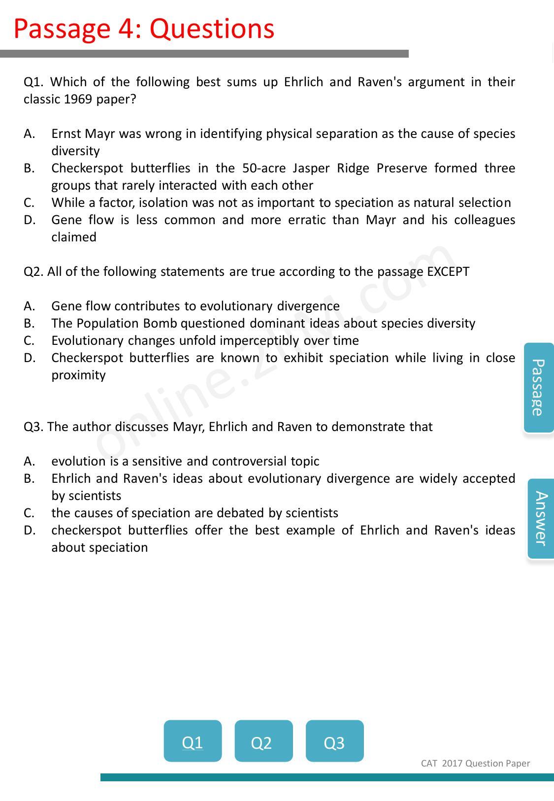 CAT 2017 CAT VARC Slot 1 Question Paper - Page 9