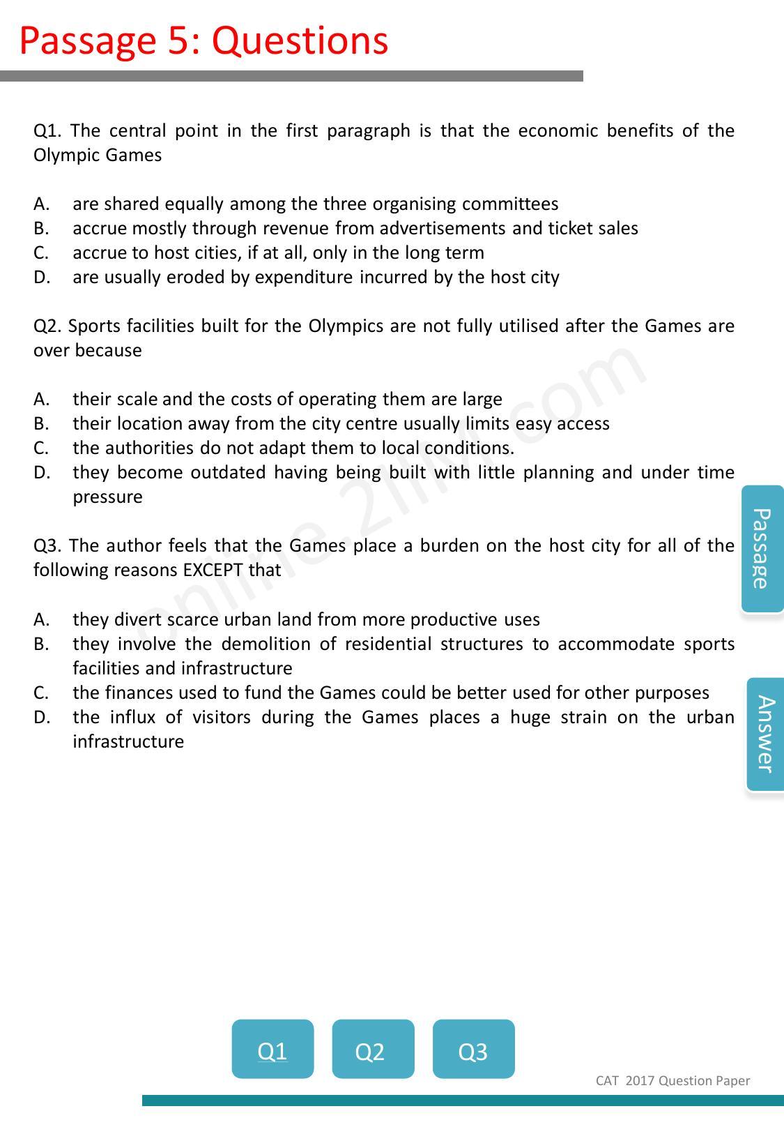 CAT 2017 CAT VARC Slot 1 Question Paper - Page 11