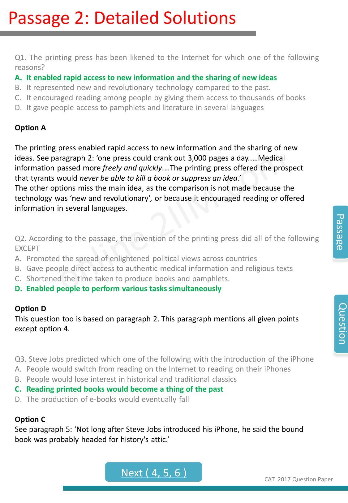 CAT 2017 CAT VARC Slot 1 Question Paper - Page 26