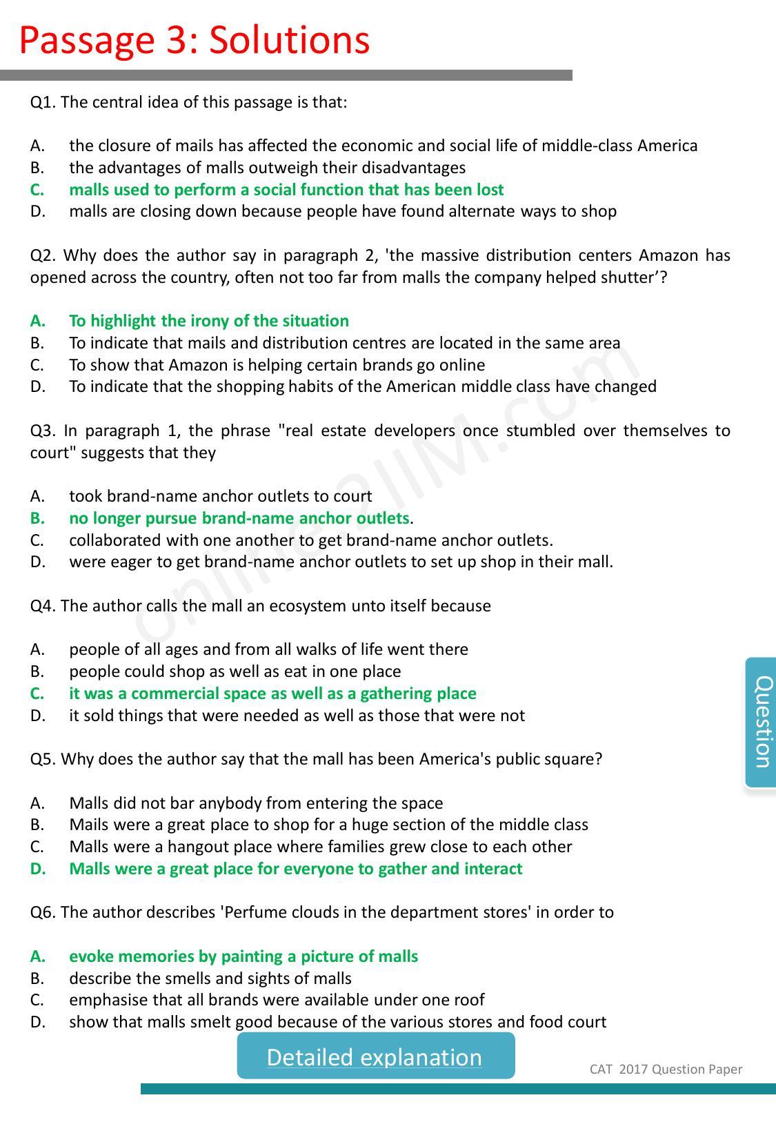 CAT 2017 CAT VARC Slot 1 Question Paper - Page 28