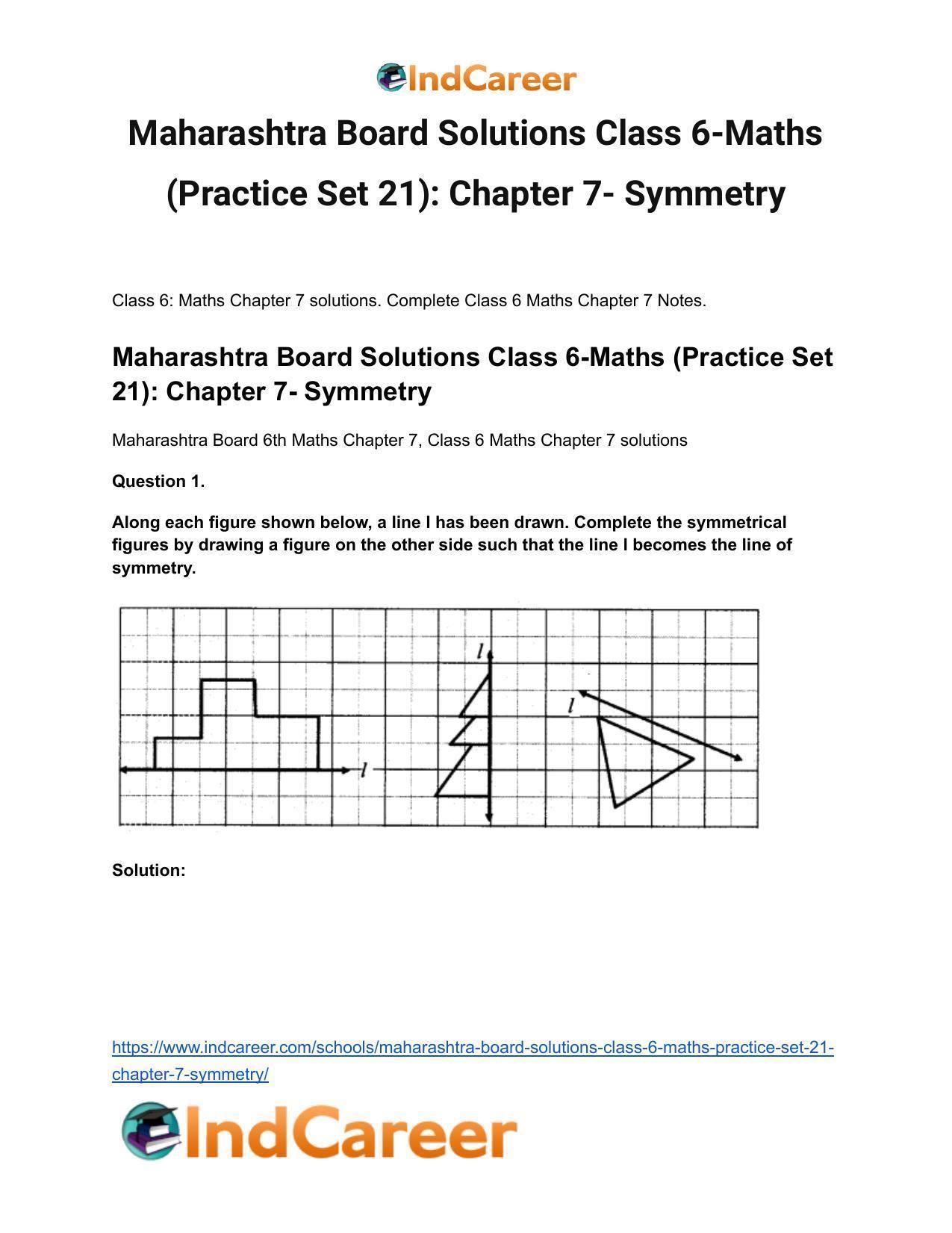 Maharashtra Board Solutions Class 6-Maths (Practice Set 21): Chapter 7- Symmetry - Page 2