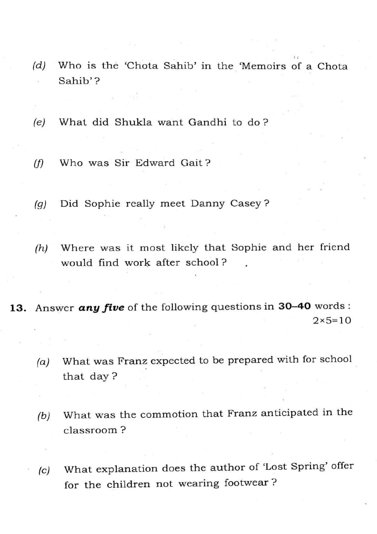 Assam HS 2nd Year English 2015 Question Paper - Page 12