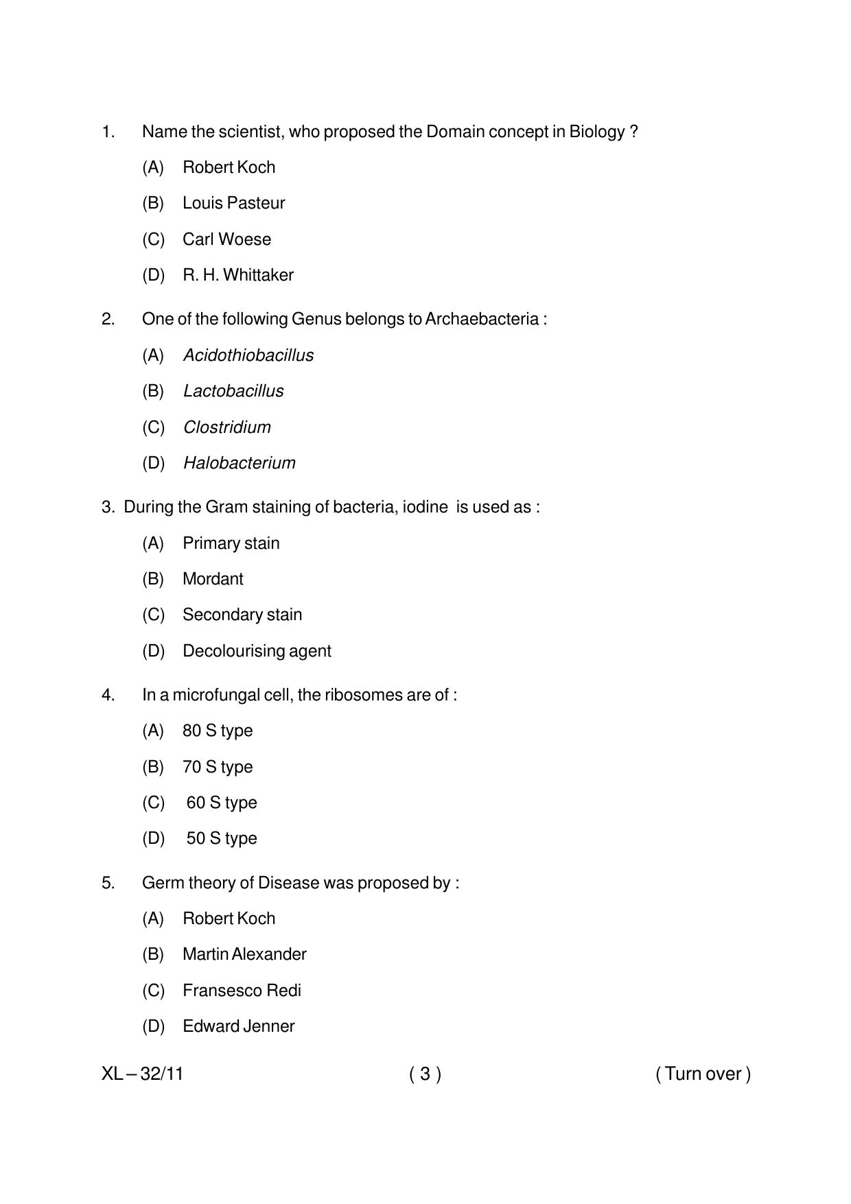 Odisha CPET MICROBIOLOGY 2020 Question Paper - Page 3