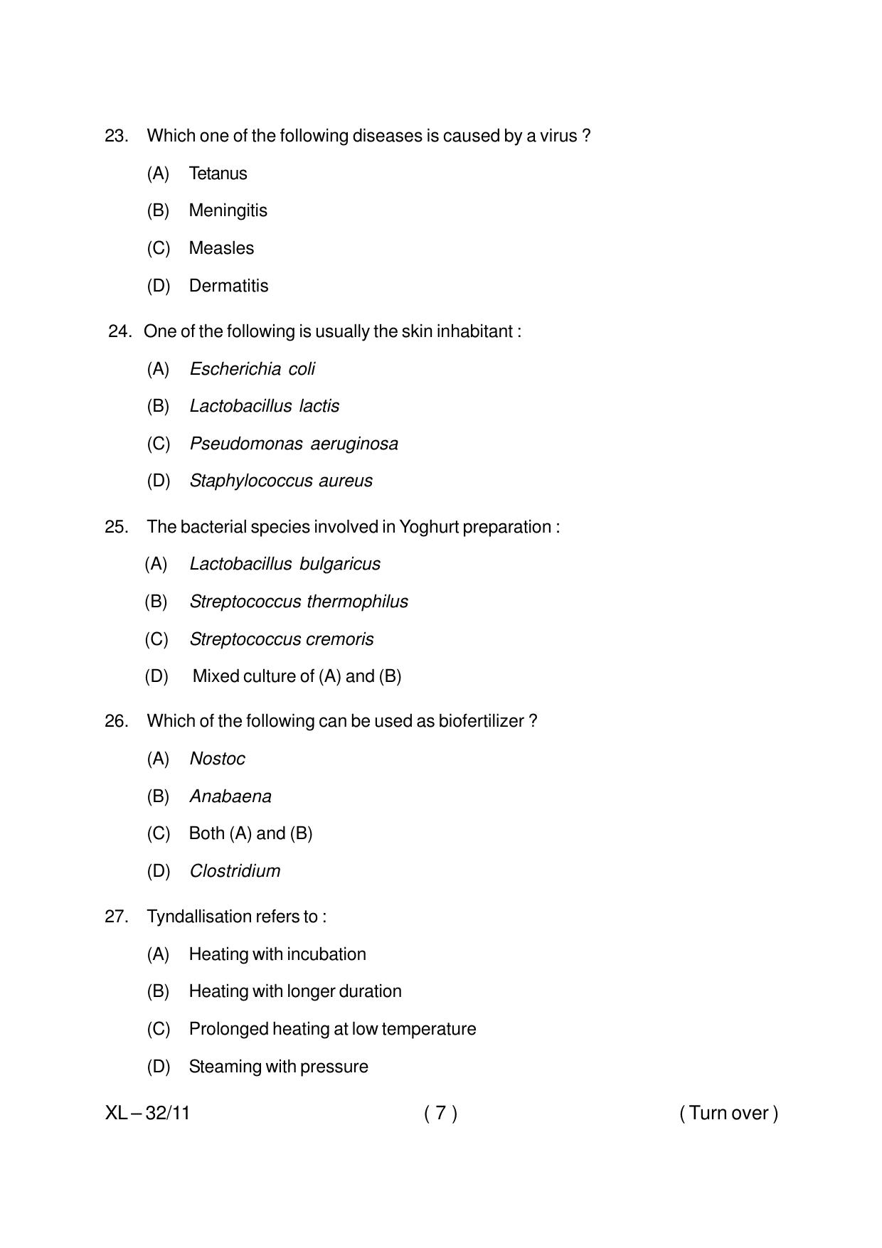 Odisha CPET MICROBIOLOGY 2020 Question Paper - Page 7
