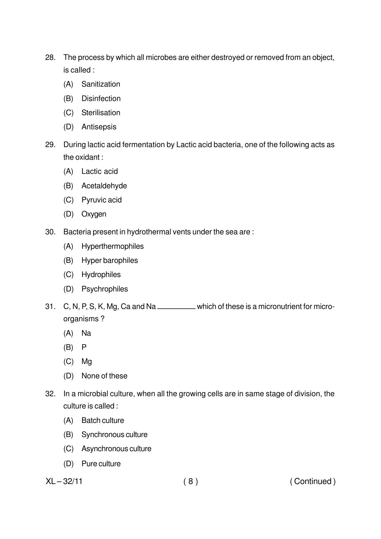 Odisha CPET MICROBIOLOGY 2020 Question Paper - Page 8