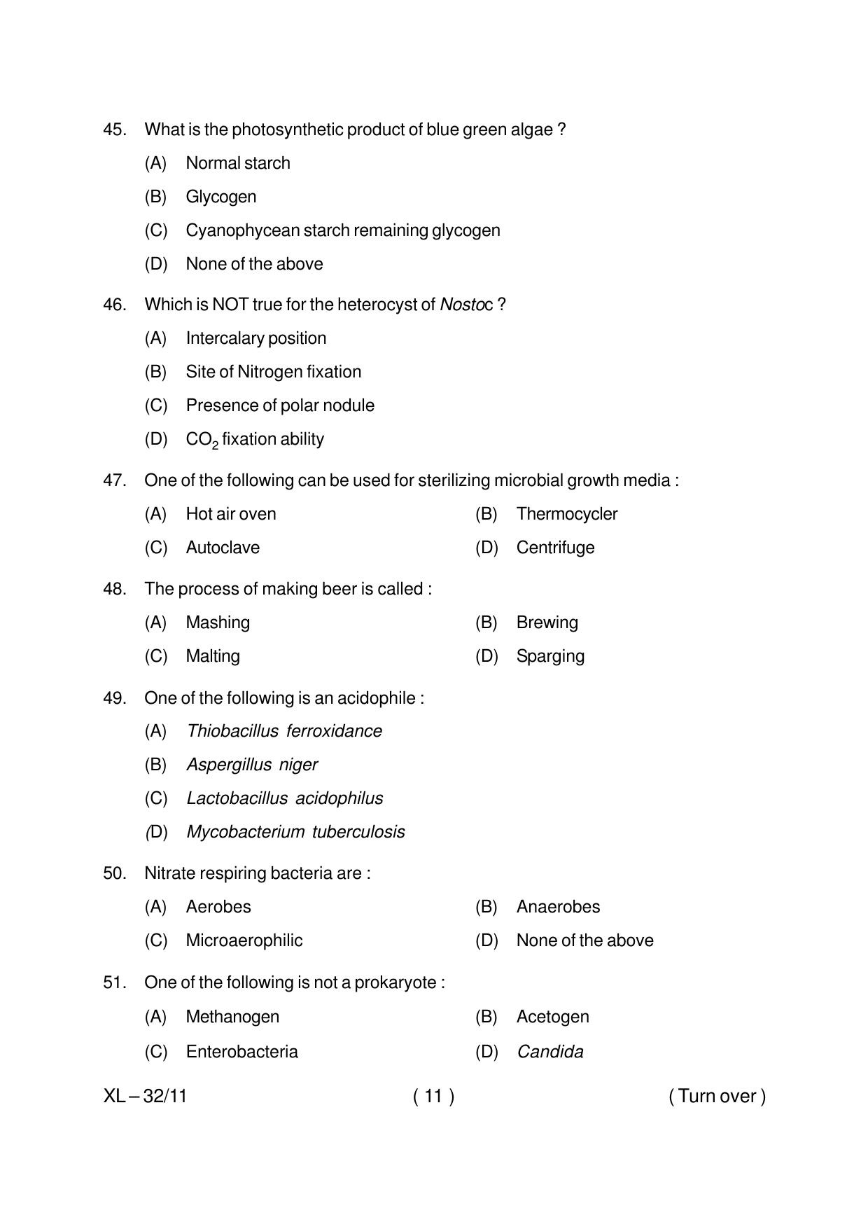 Odisha CPET MICROBIOLOGY 2020 Question Paper - Page 11