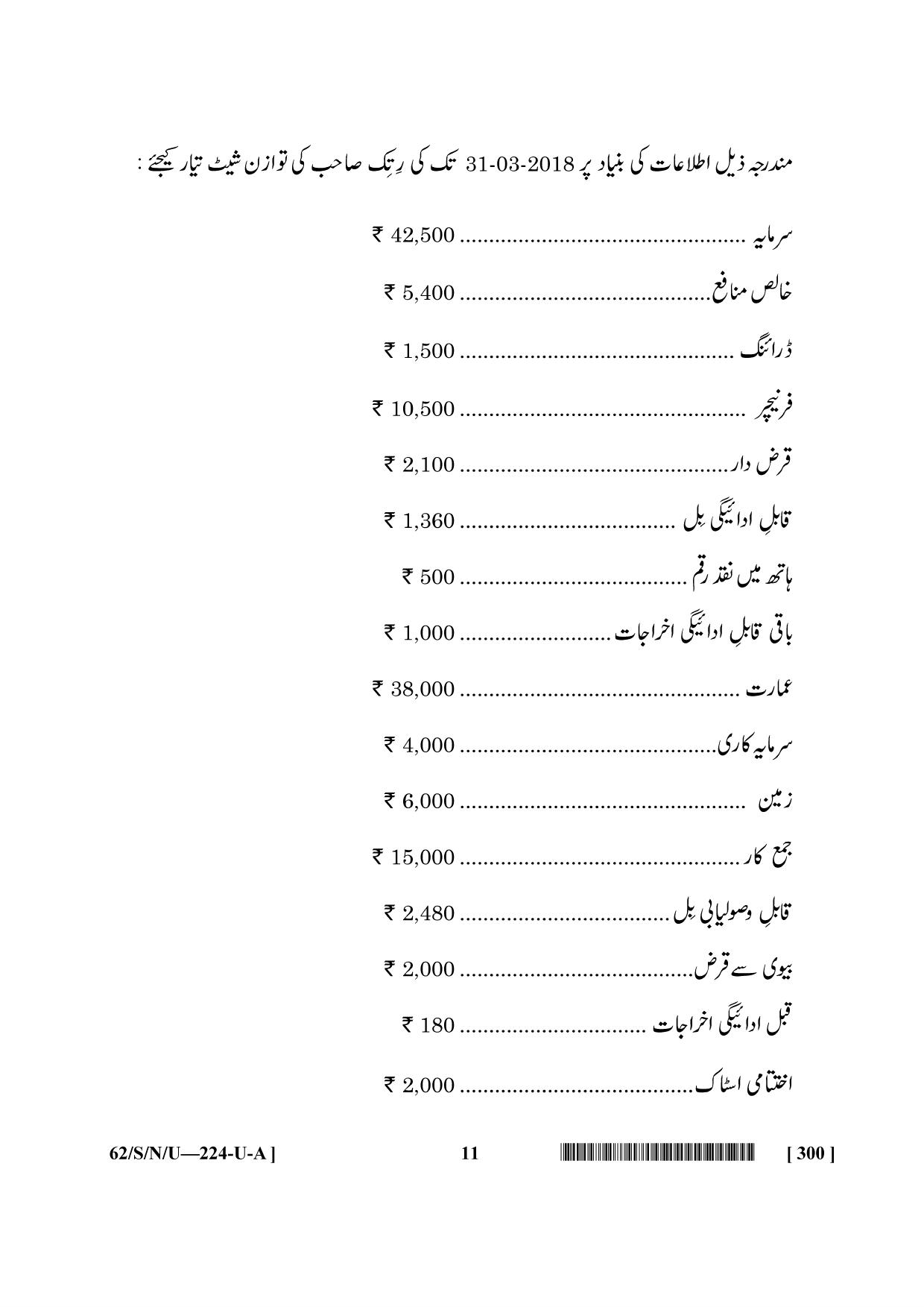 NIOS October 2021 Class 10 Accountancy (Urdu Medium) Question Paper - Page 11