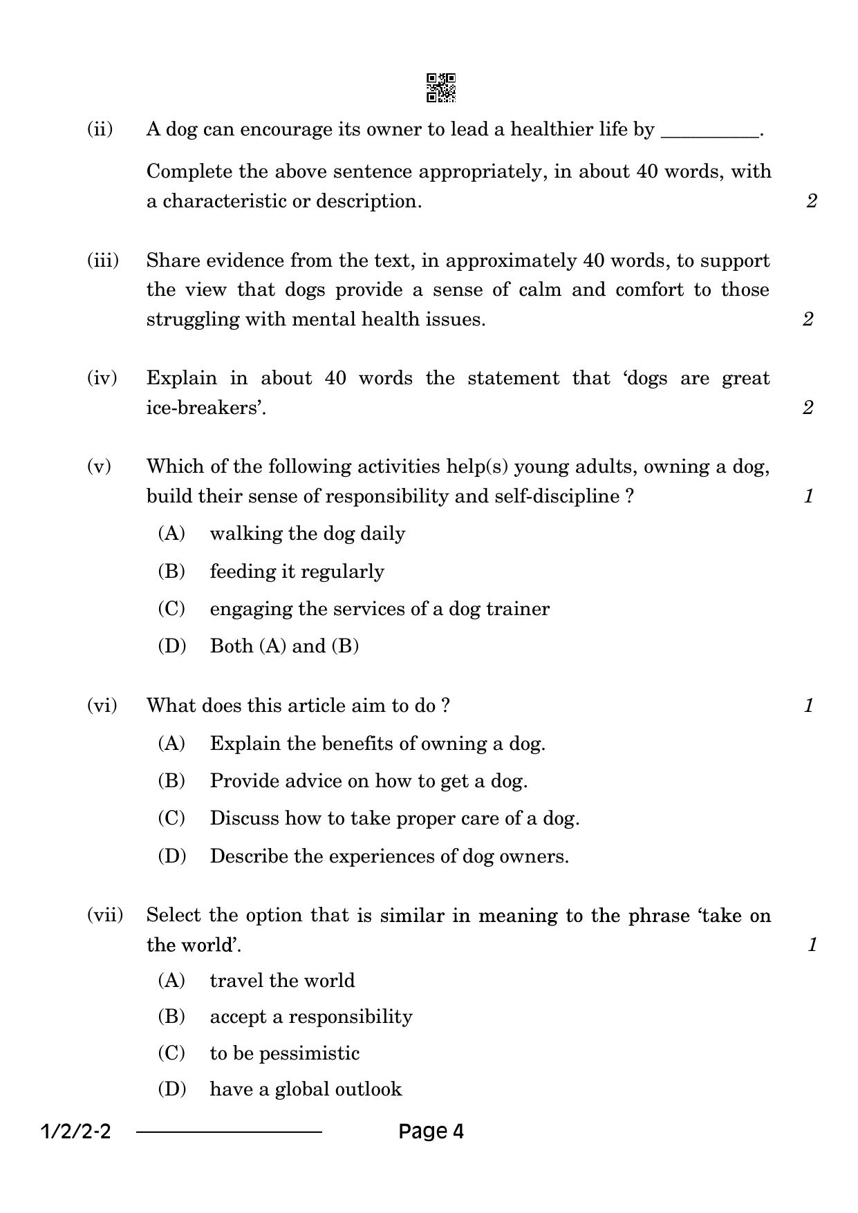 CBSE Class 12 1-2-2 English Core 2024 Question Paper - Page 4